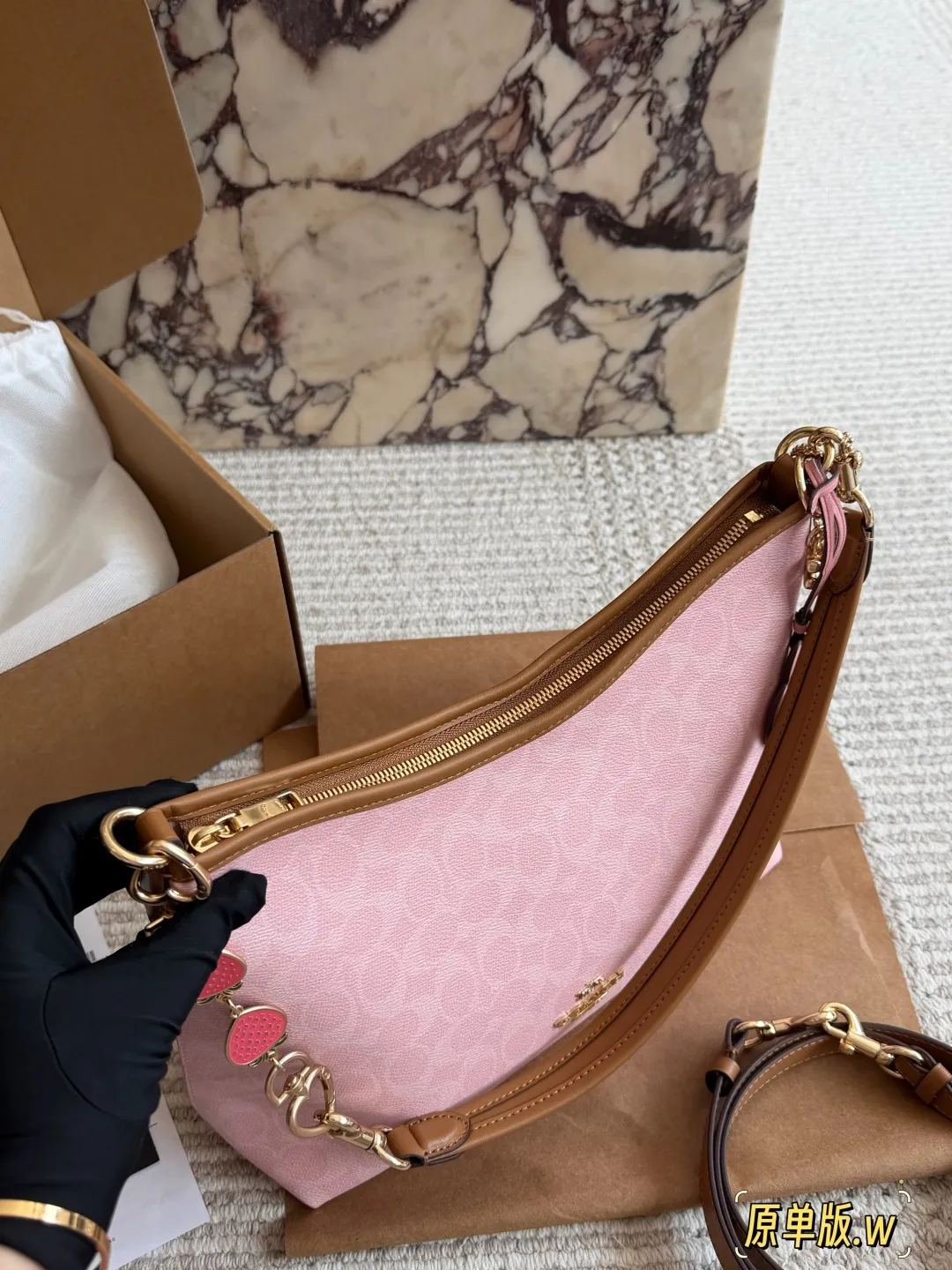 Coach Signature Canvas Hobo Bag in Pink D35516146 — view 4