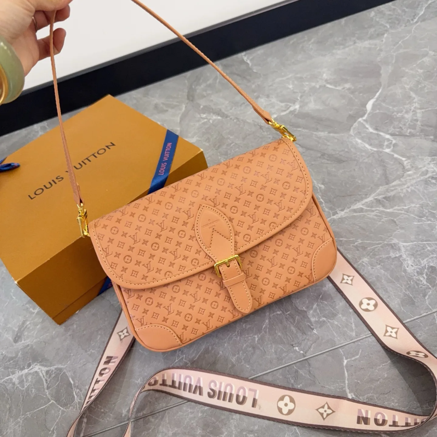Diane Embossed Baguette Bag D28516484 — view 2