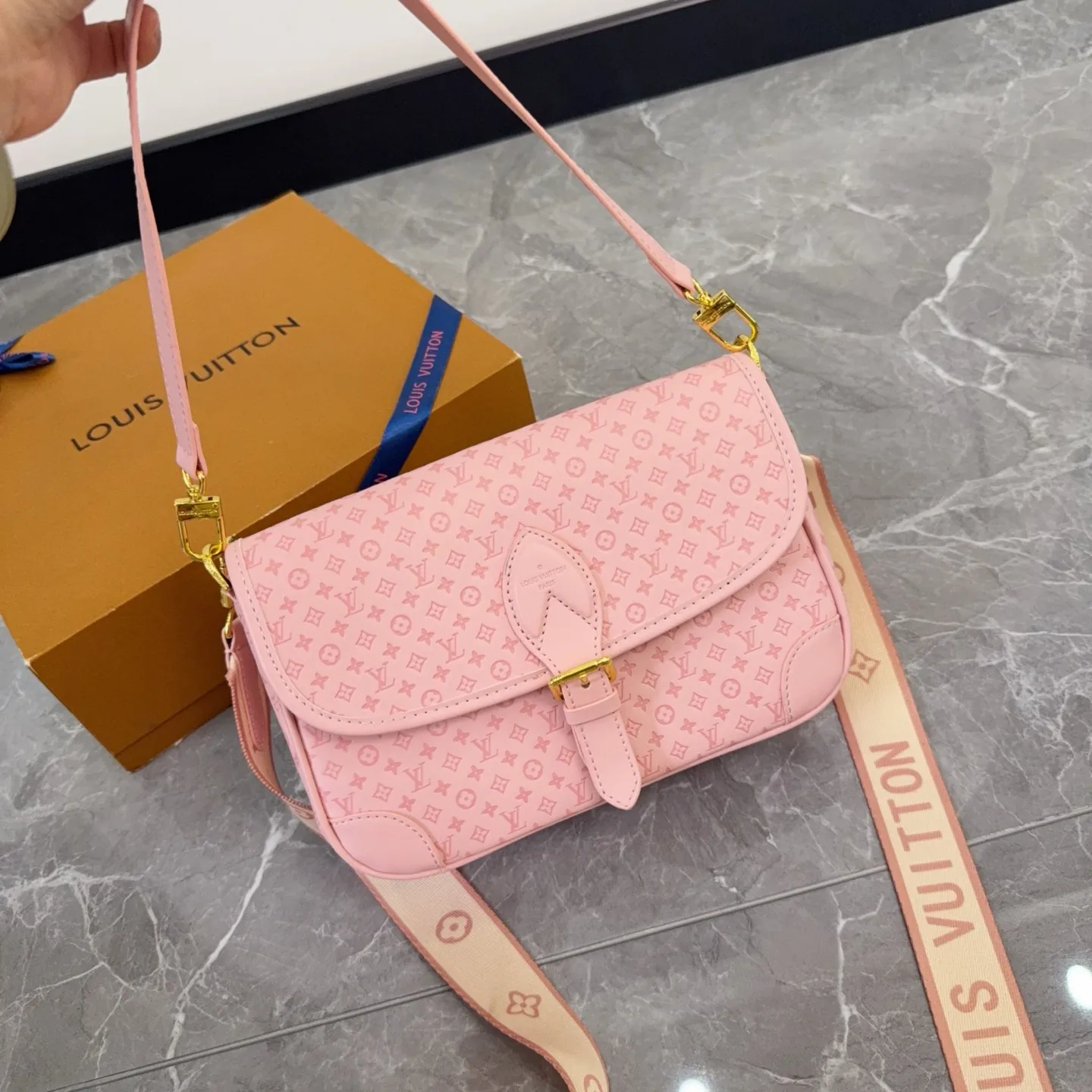 Diane Embossed Baguette Bag D28516484 — view 3