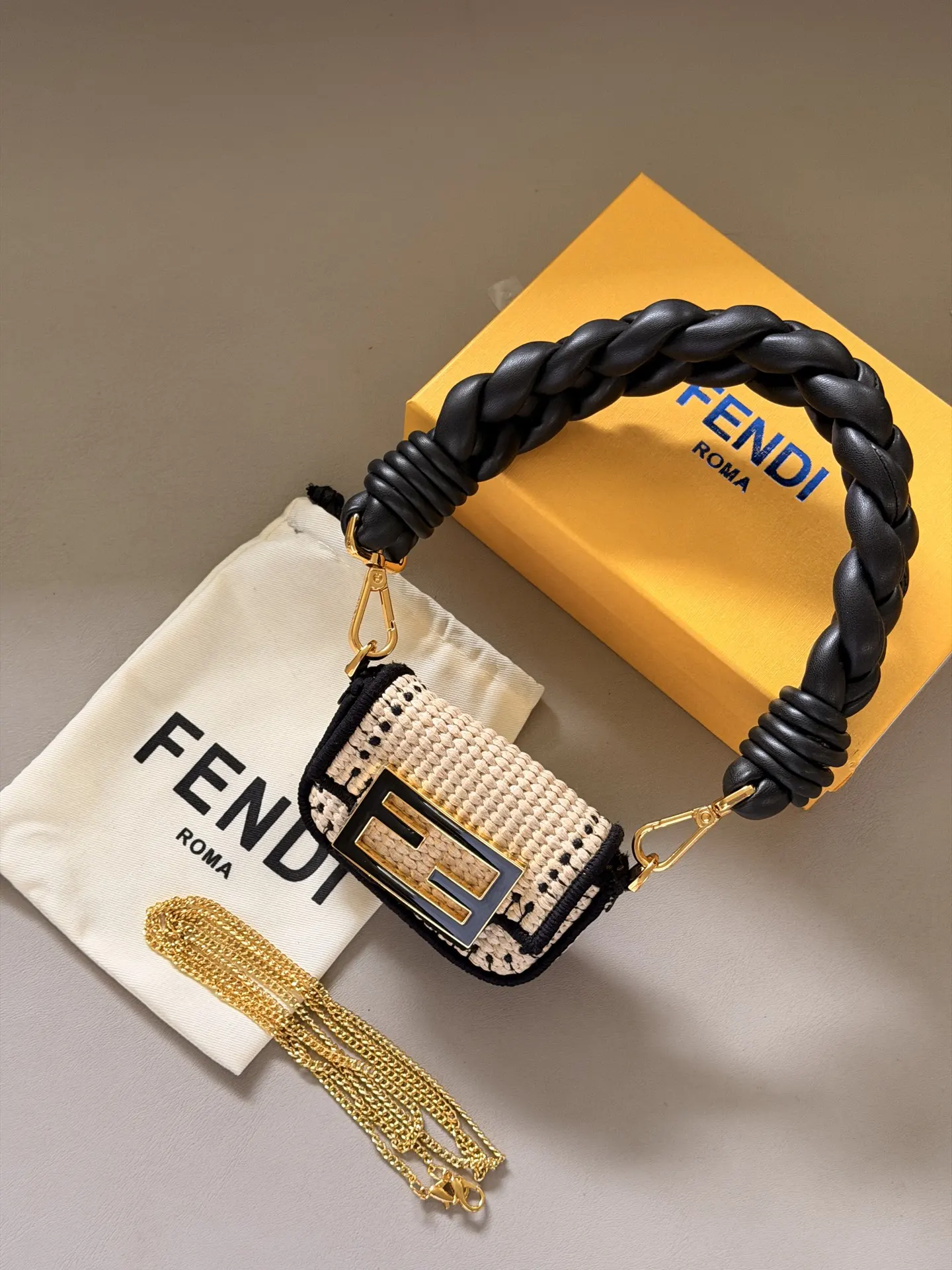Fendi Raffia Mini Baguette Charm D25516176
