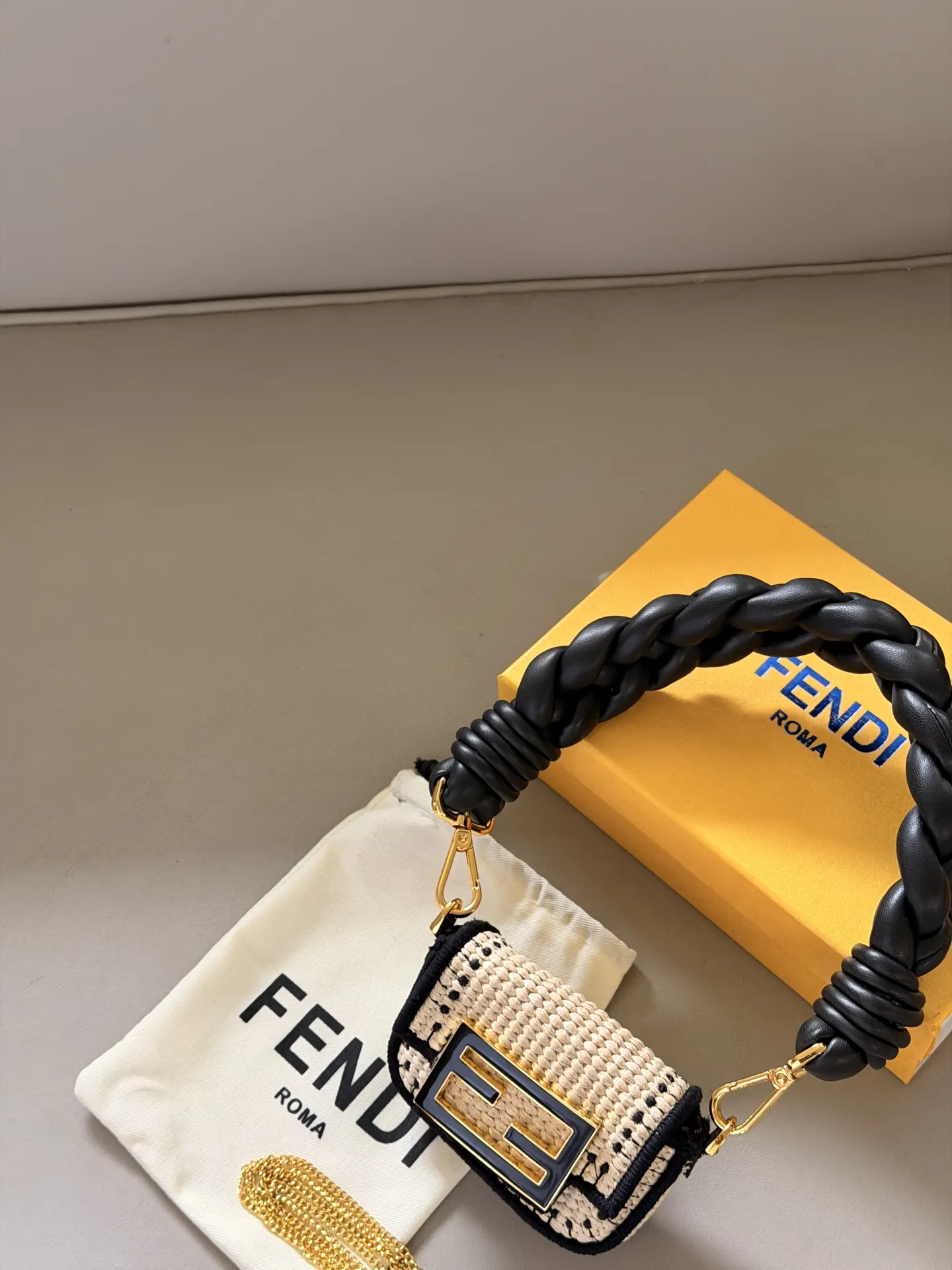 Fendi Raffia Mini Baguette Charm D25516176 — view 2