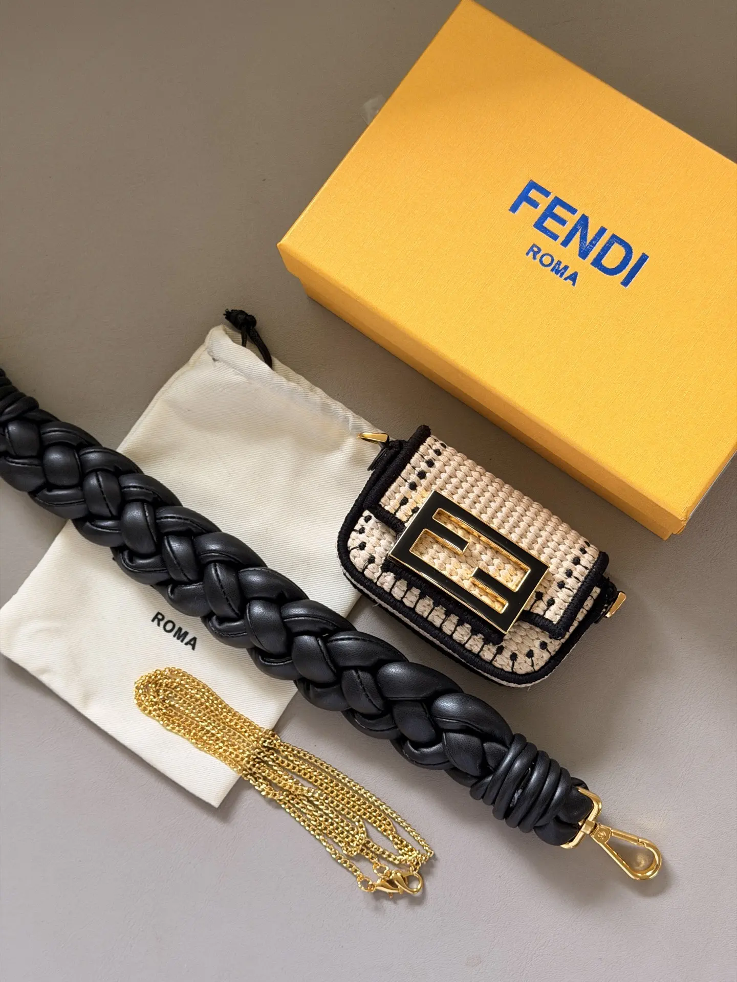 Fendi Raffia Mini Baguette Charm D25516176 — view 3