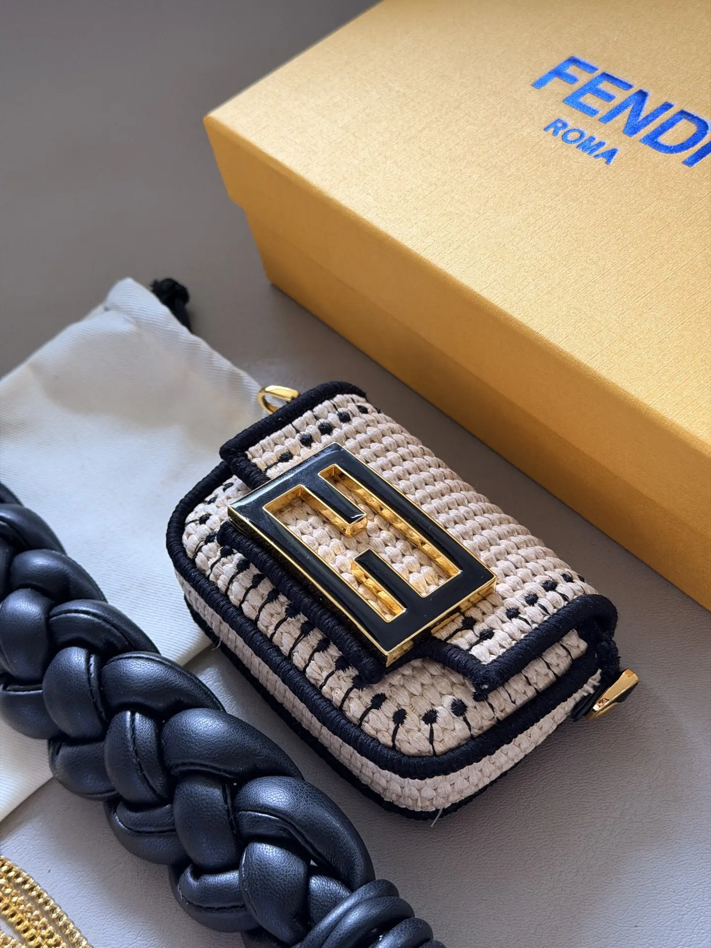 Fendi Raffia Mini Baguette Charm D25516176 — view 4