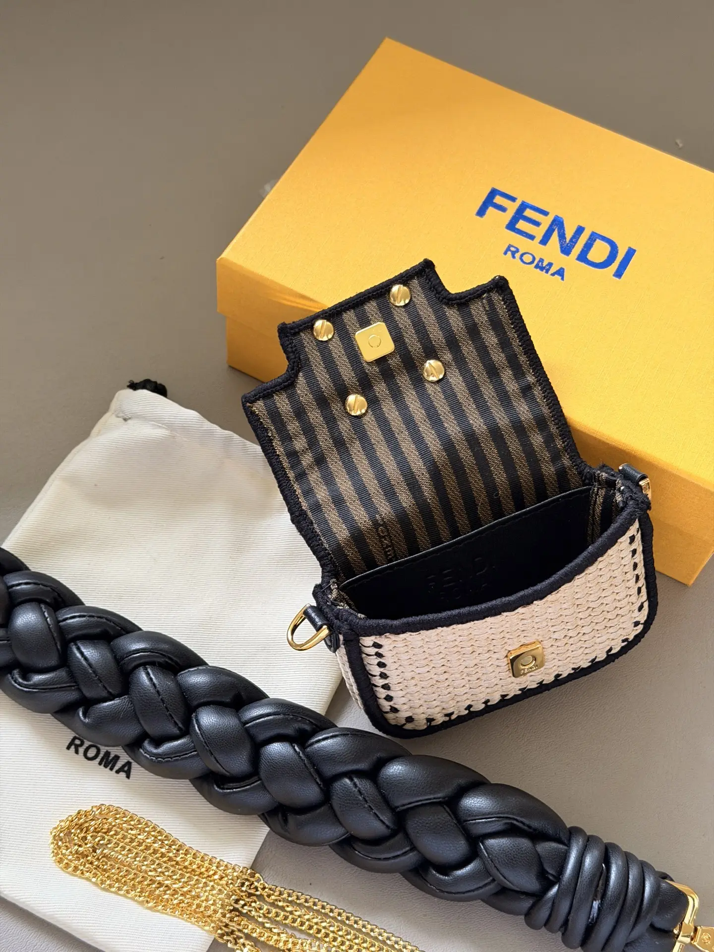 Fendi Raffia Mini Baguette Charm D25516176 — view 6