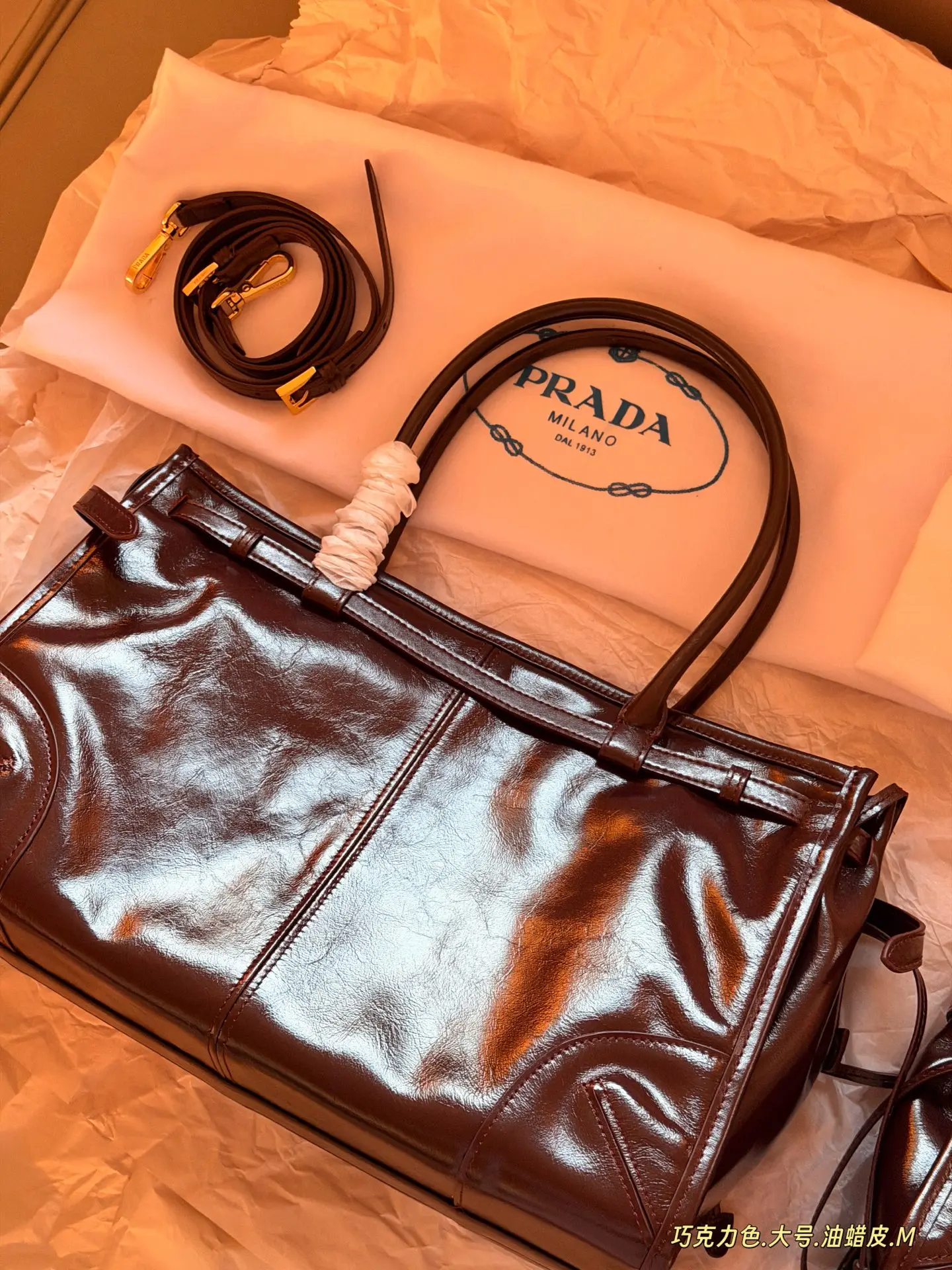 Prada Bonnie Soft Oiled Leather Shoulder Bag D43016204 — view 5
