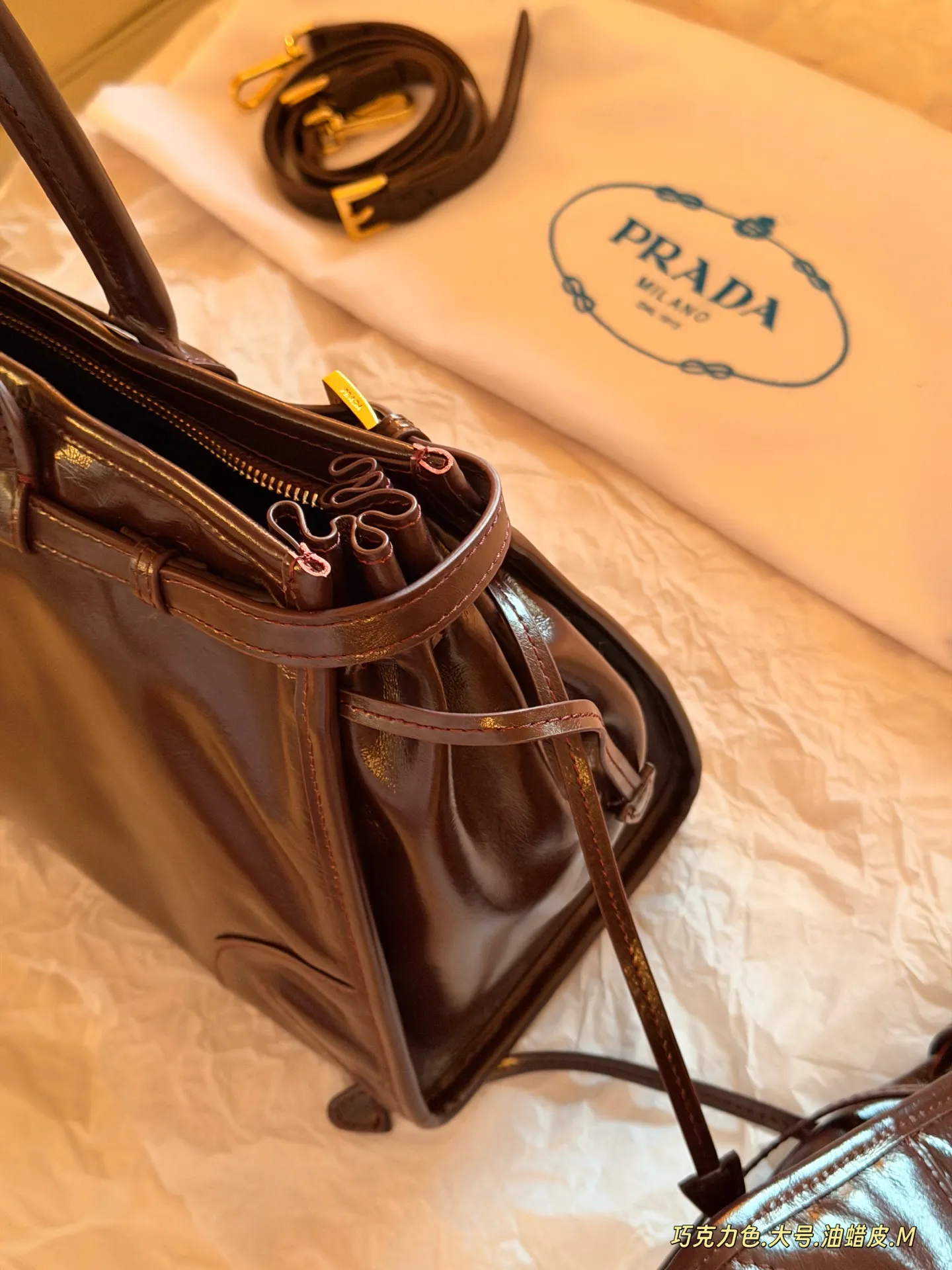 Prada Bonnie Soft Oiled Leather Shoulder Bag D43016204 — view 6