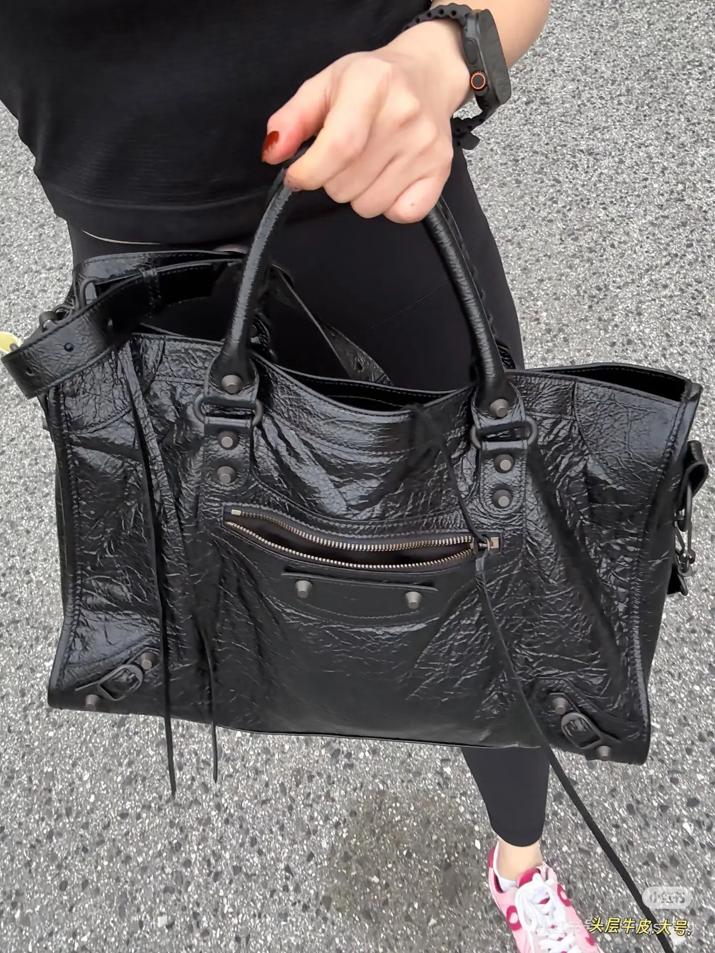 Balenciaga Motorcycle City Bag in Black Leather D46016214 — view 6
