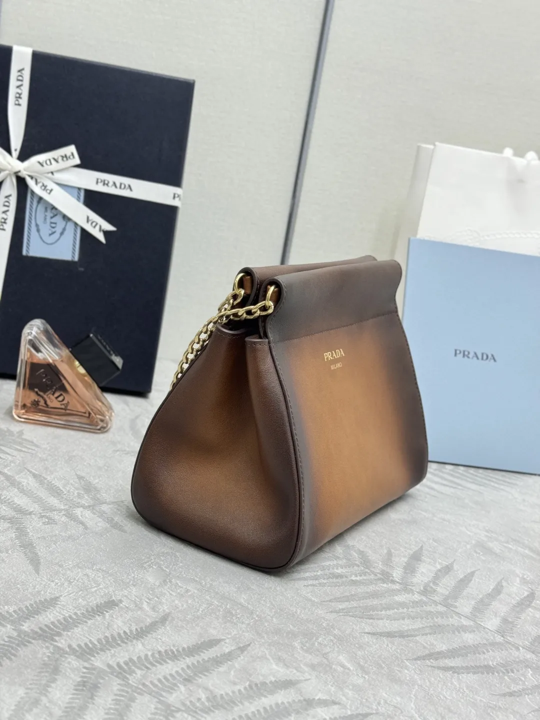 Prada Enchaîné Distressed Leather Mini Chain Bag D91016239 — view 4