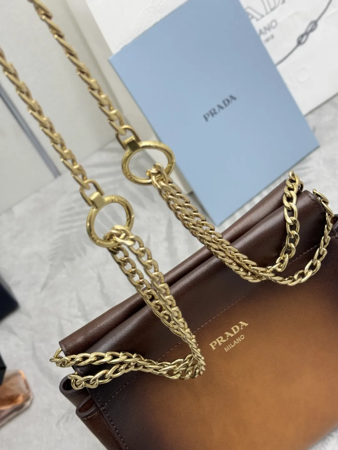 Prada Enchaîné Distressed Leather Mini Chain Bag D91016239 — view 6