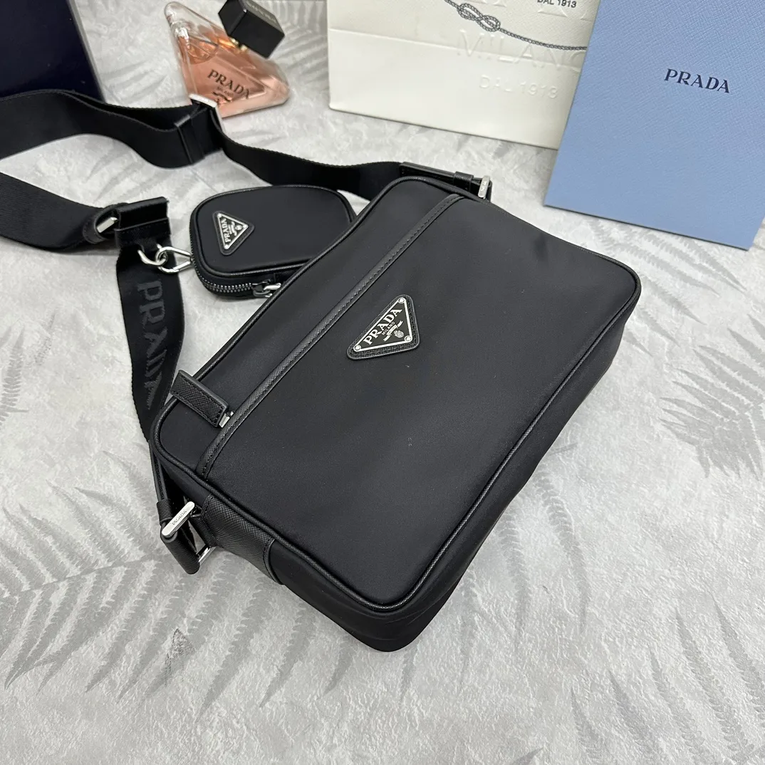 Nylon and Saffiano Leather Crossbody Bag with Pouch D66016242 — view 5