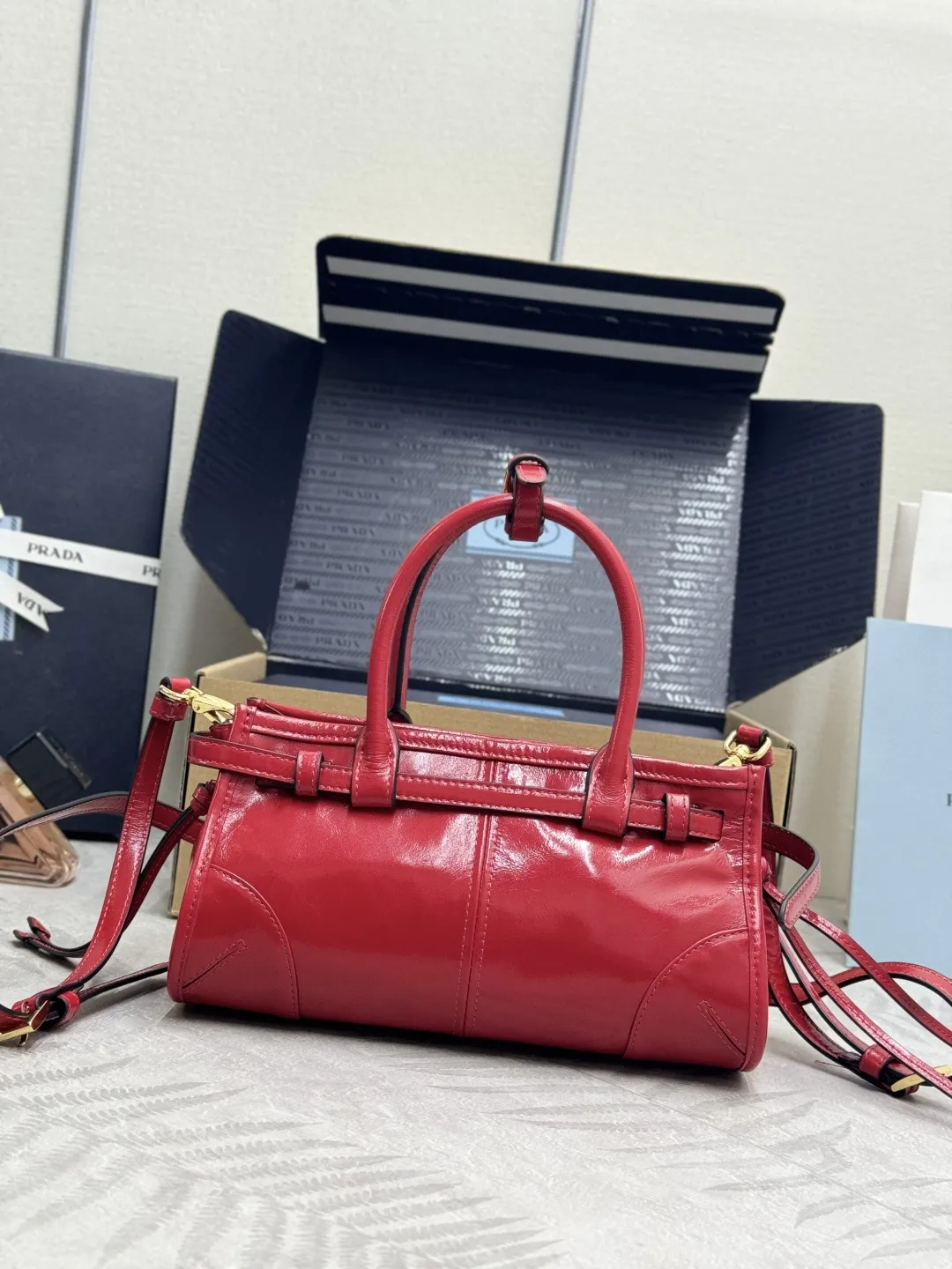 Prada Bonnie Mini Softlux Leather Top-Handle Bag D98016249 — view 3
