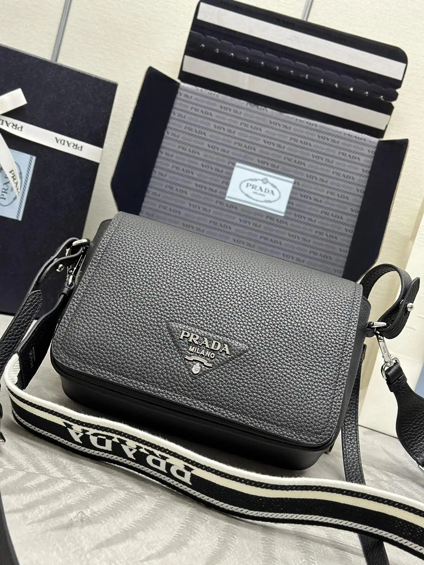 Prada Deerskin-Effect Leather Crossbody Bag D100016251