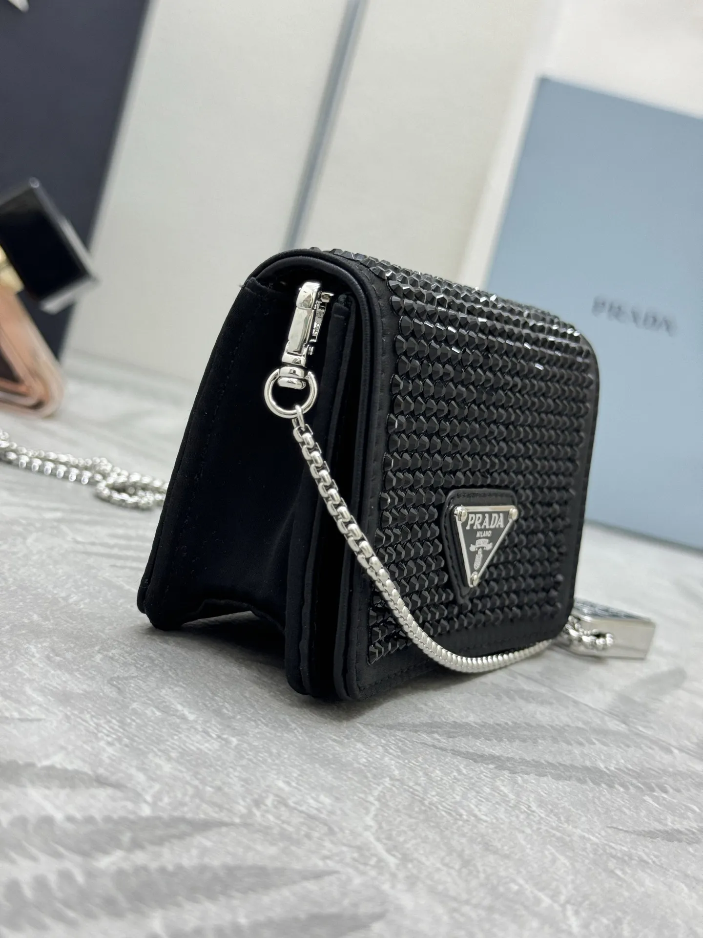 Crystal-Embellished Mini Bag with Detachable Chain D60016255 — view 4