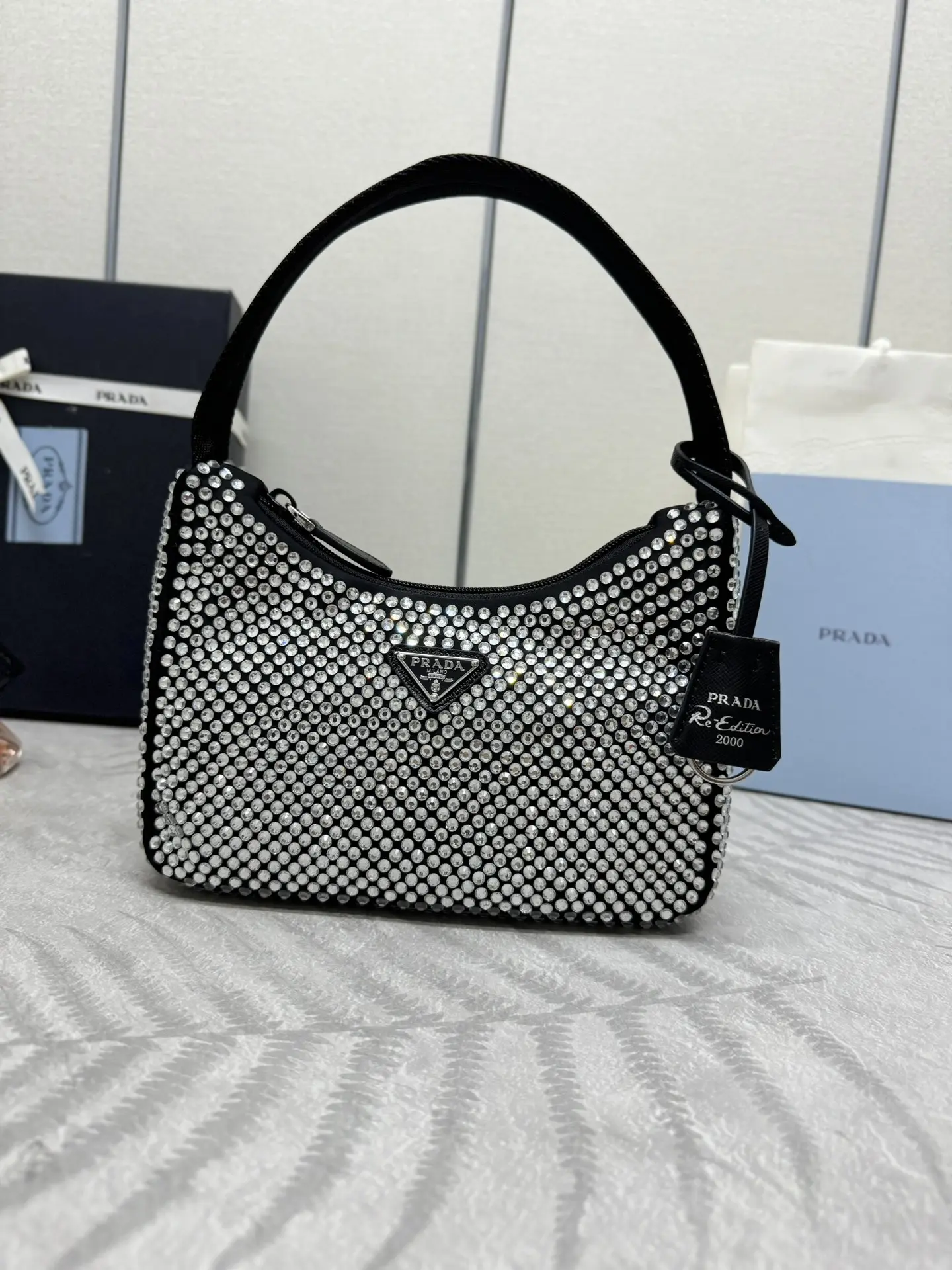 Prada Re-Edition 2000 Crystal-Embellished Hobo Bag D58016257 — view 2