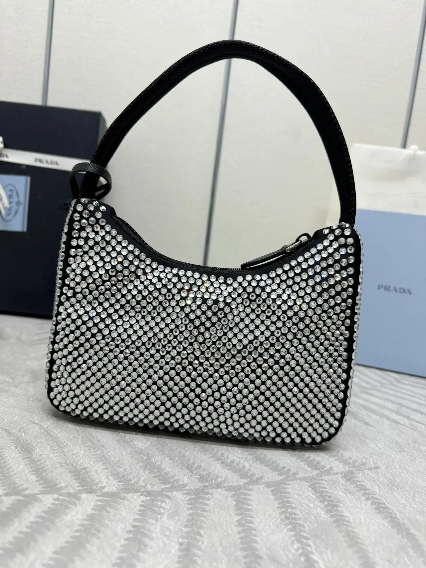 Prada Re-Edition 2000 Crystal-Embellished Hobo Bag D58016257 — view 3