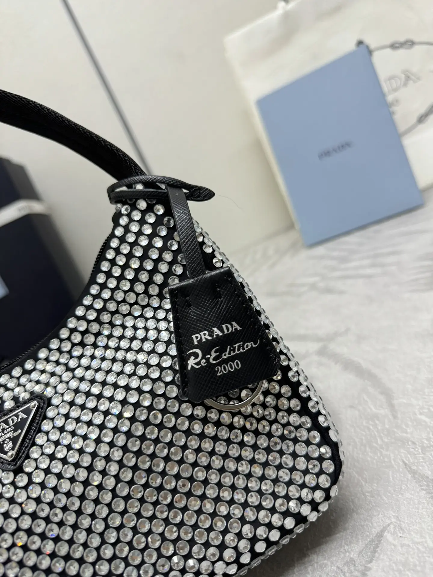 Prada Re-Edition 2000 Crystal-Embellished Hobo Bag D58016257 — view 5