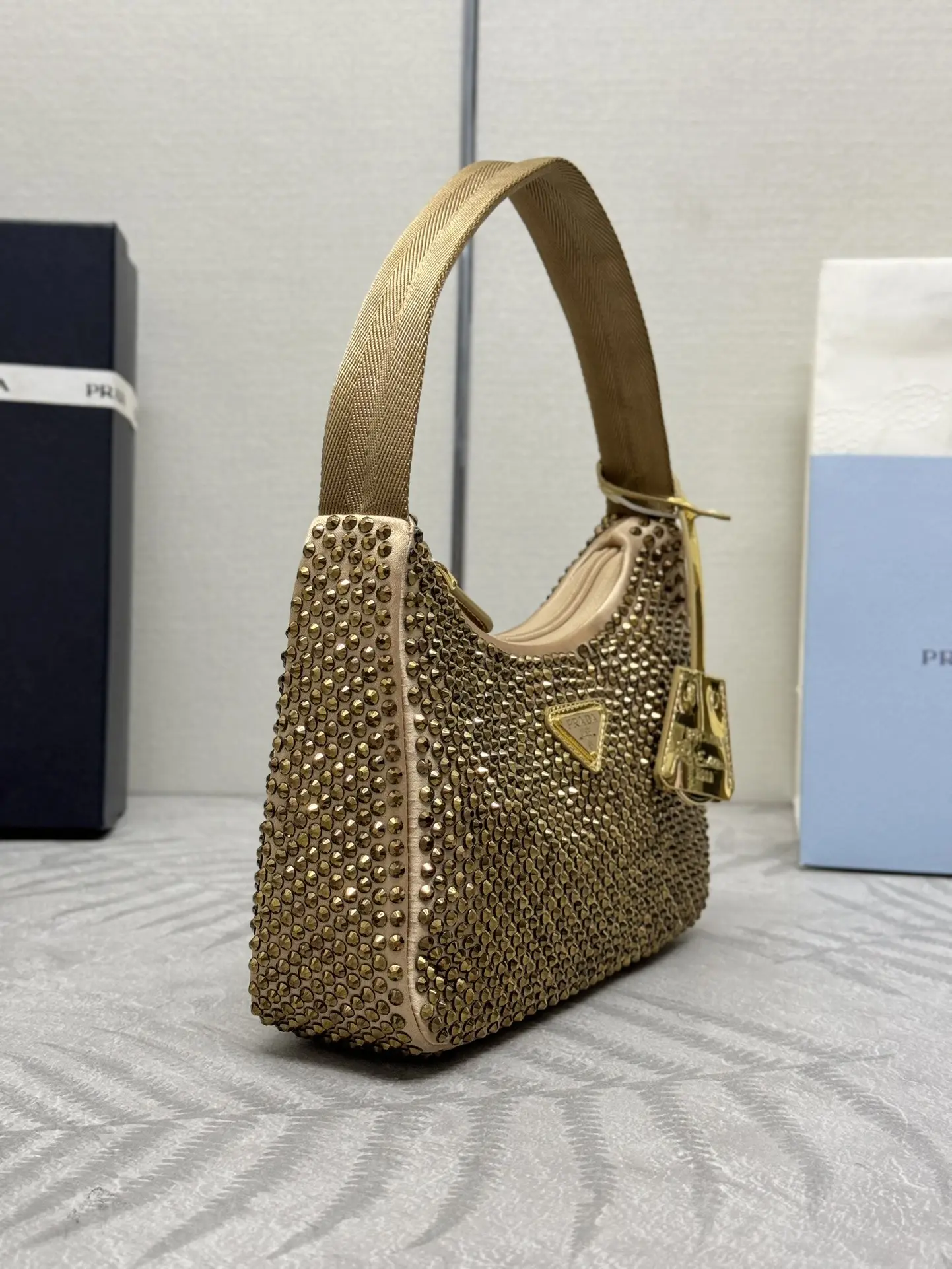 Prada Crystal-Embellished Re-Edition 2000 Hobo Bag D68016258 — view 2