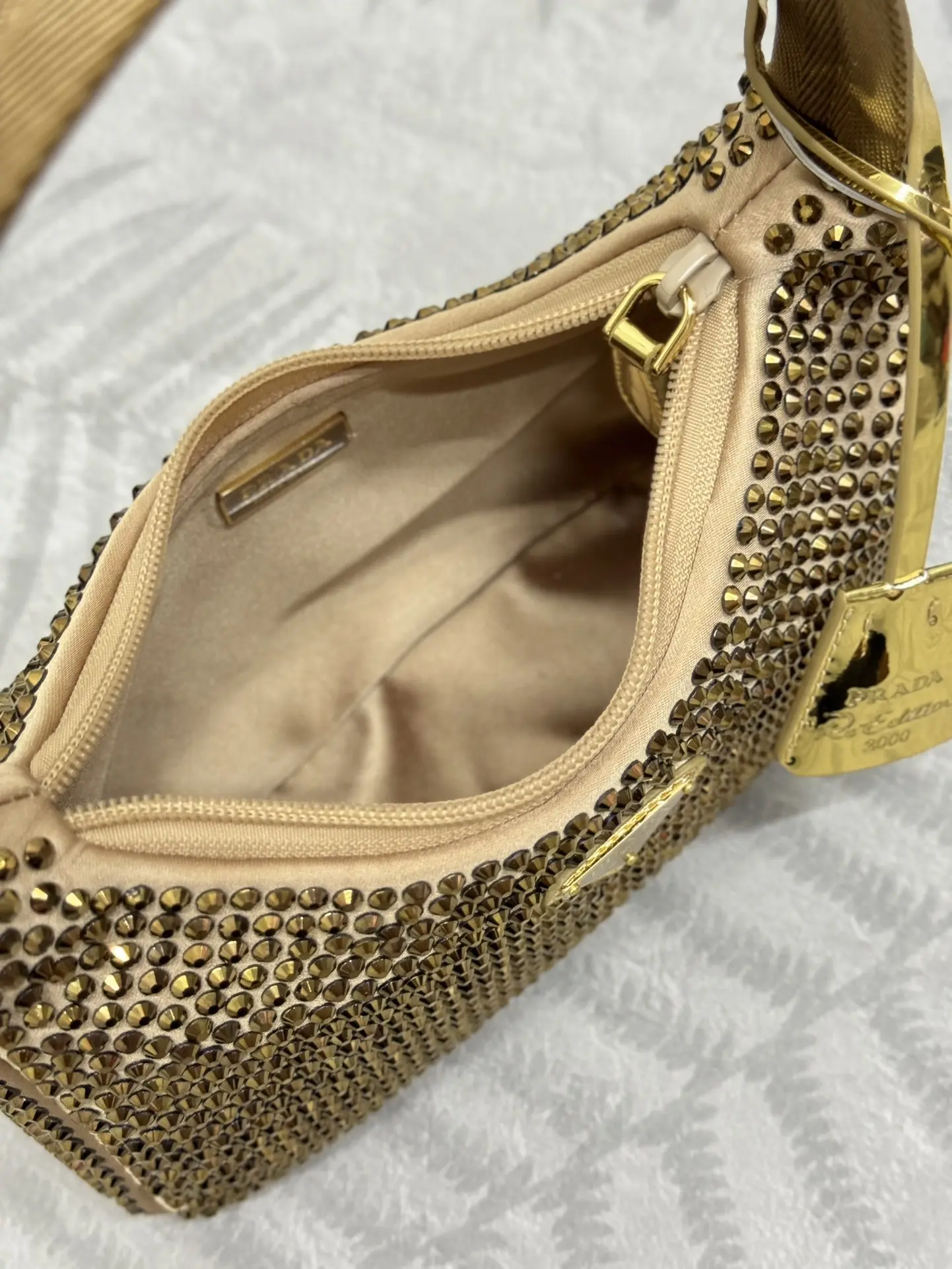 Prada Crystal-Embellished Re-Edition 2000 Hobo Bag D68016258 — view 8