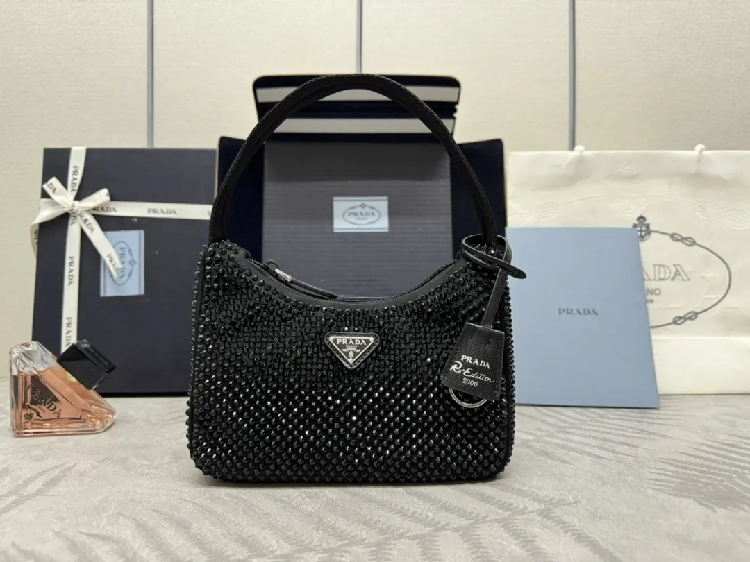 Prada Re-Edition 2000 Crystal-Embellished Hobo Bag D58016259