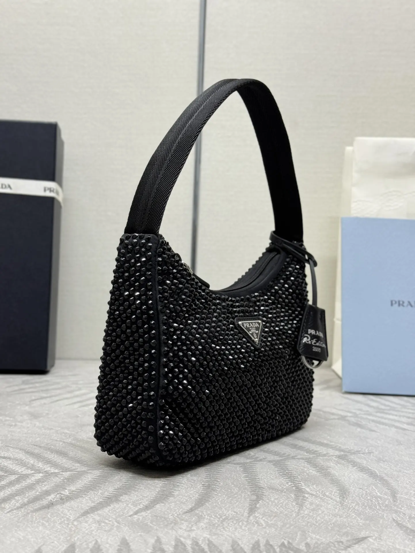 Prada Re-Edition 2000 Crystal-Embellished Hobo Bag D58016259 — view 2