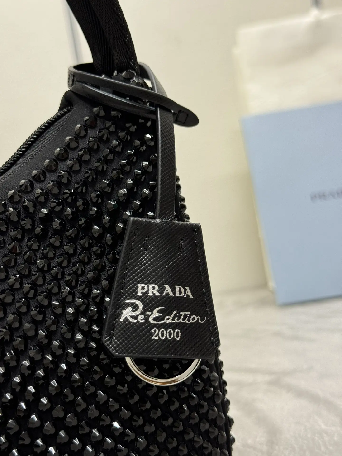 Prada Re-Edition 2000 Crystal-Embellished Hobo Bag D58016259 — view 3