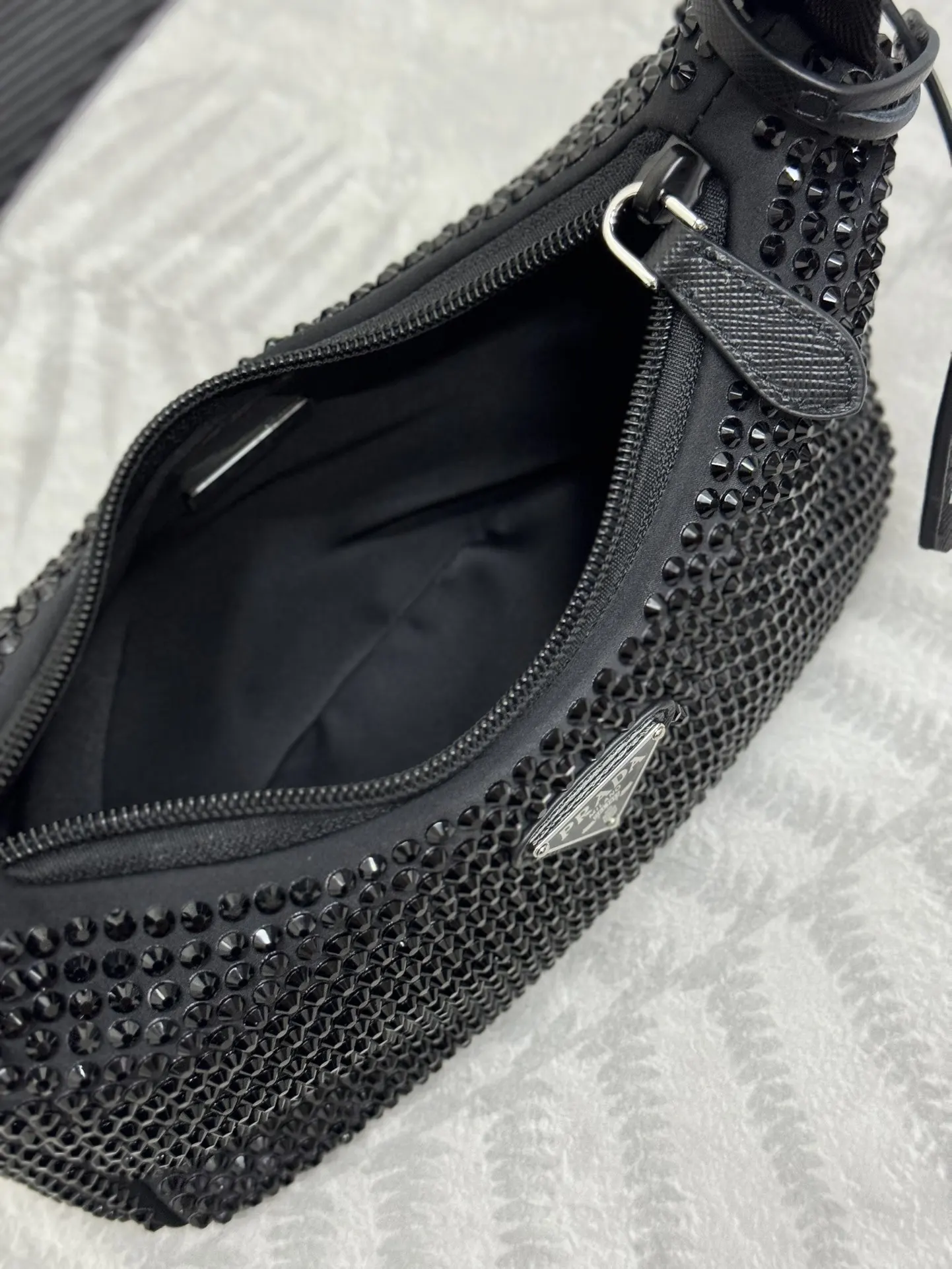 Prada Re-Edition 2000 Crystal-Embellished Hobo Bag D58016259 — view 7