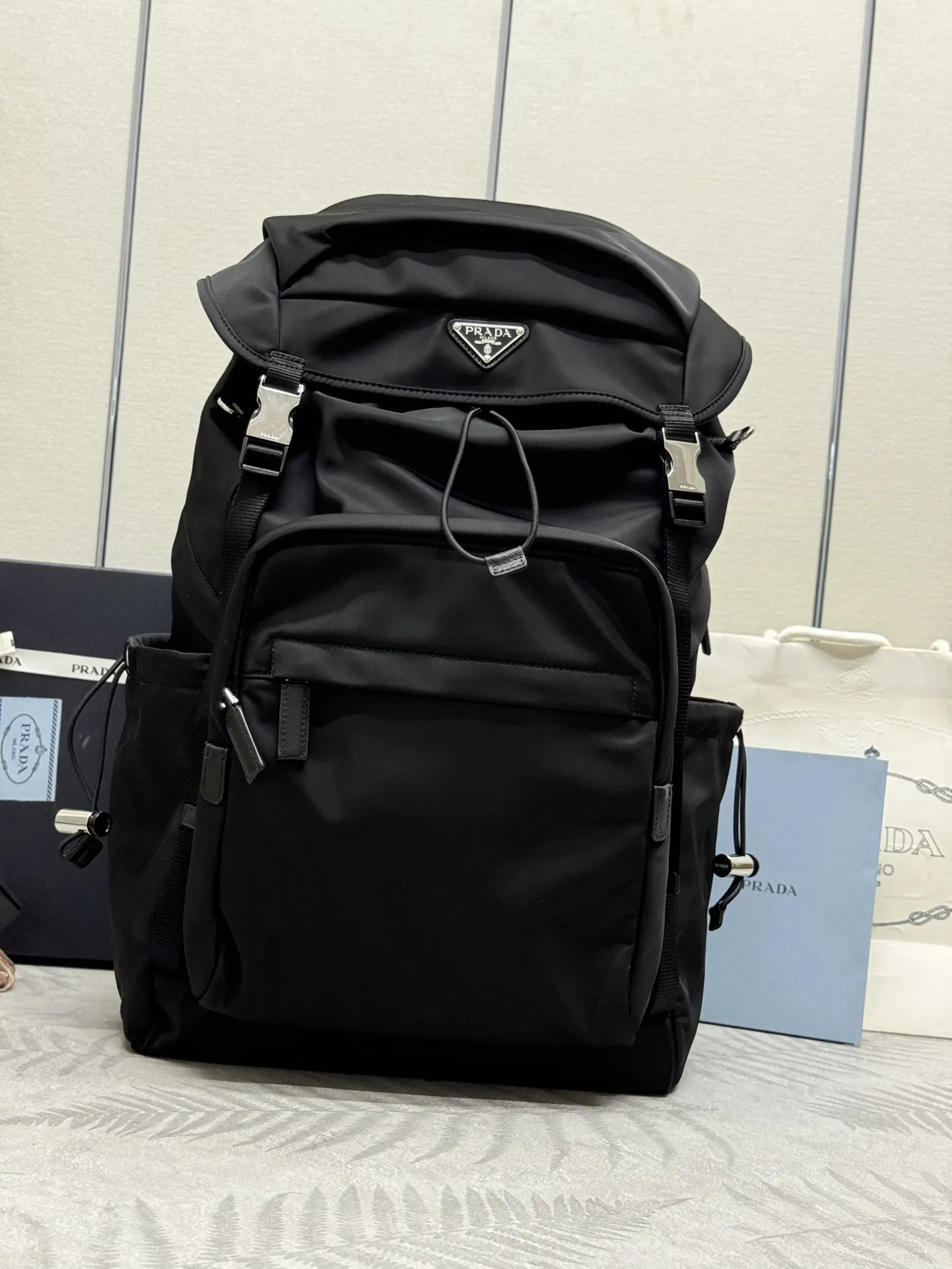 Re-Nylon and Saffiano Leather Backpack D103016262