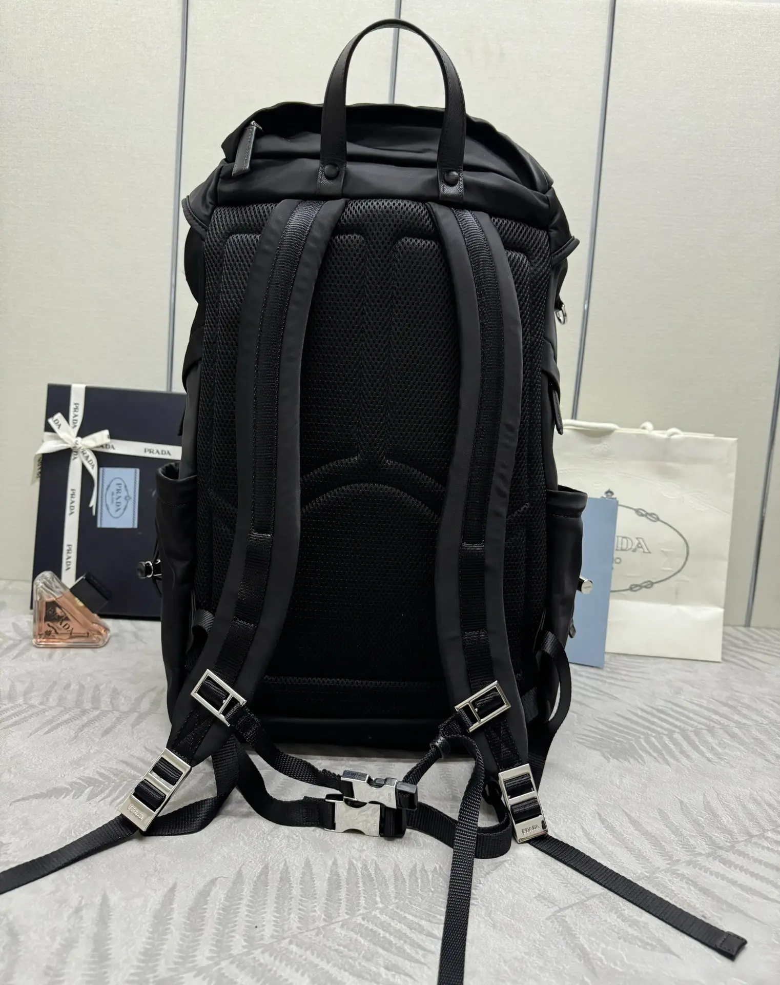 Re-Nylon and Saffiano Leather Backpack D103016262 — view 3