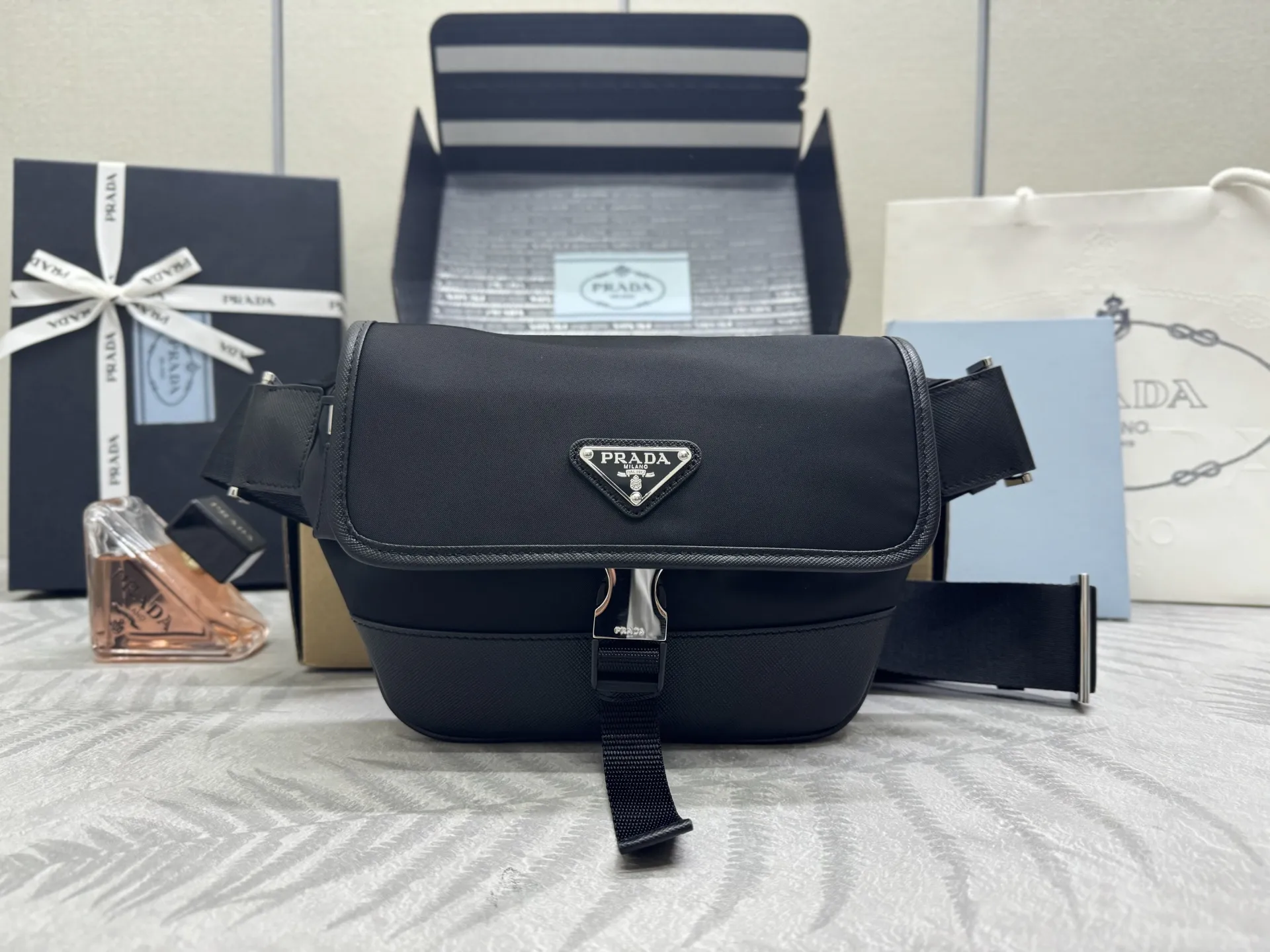 Nylon and Leather Belt Bag 2VH176 D68016263