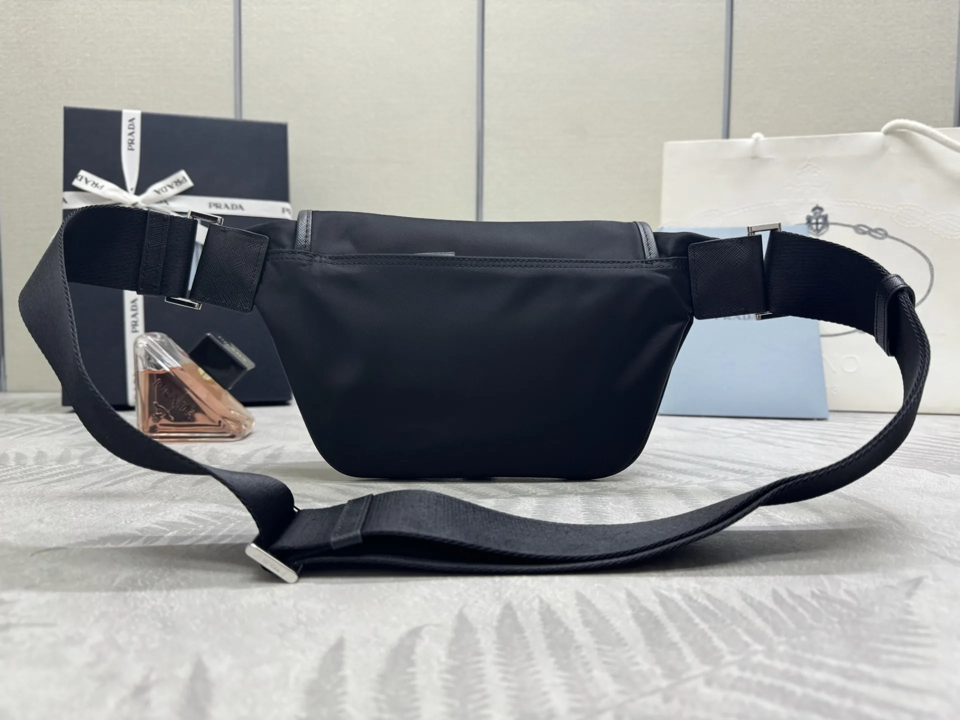 Nylon and Leather Belt Bag 2VH176 D68016263 — view 2