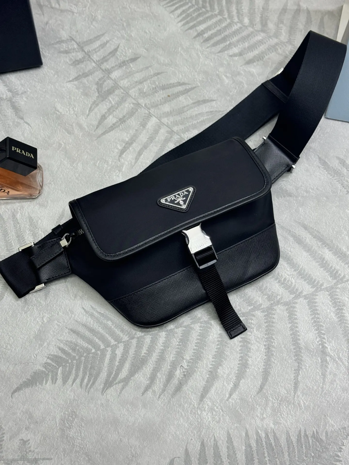 Nylon and Leather Belt Bag 2VH176 D68016263 — view 3