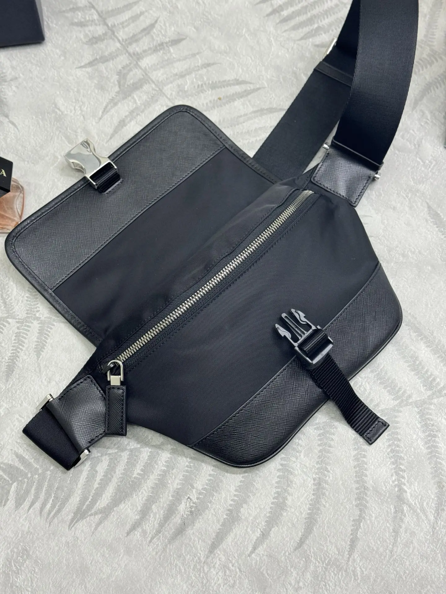 Nylon and Leather Belt Bag 2VH176 D68016263 — view 5