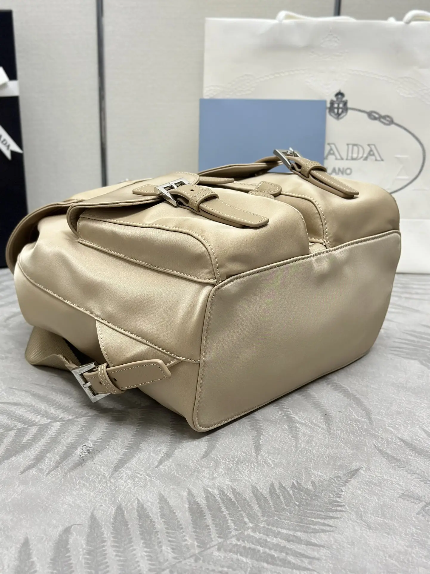 Re-Nylon Small Backpack with Silver Hardware D73016266 — view 7