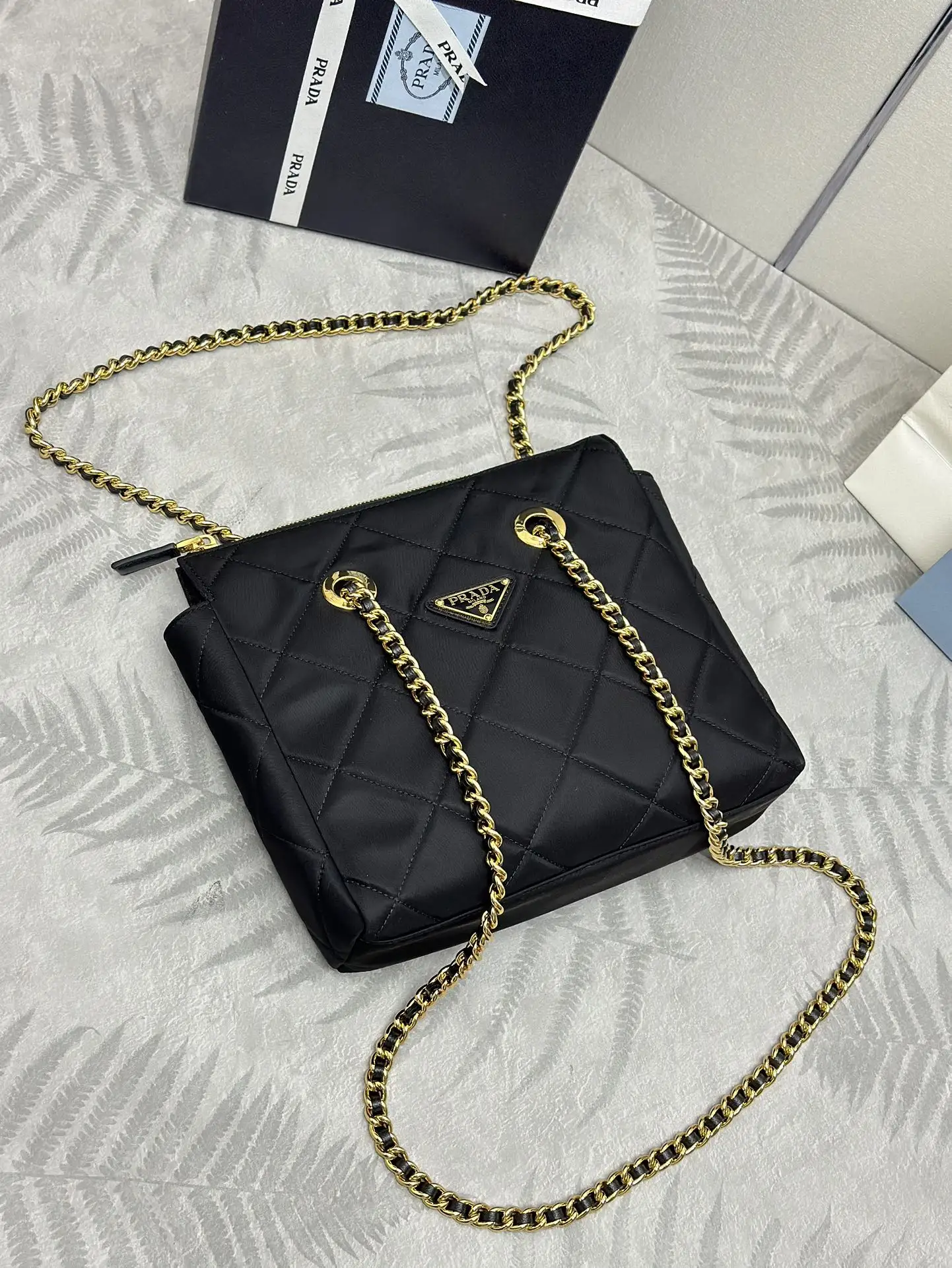 Prada Quilted Nylon Chain Shoulder Bag D74016269 — view 7