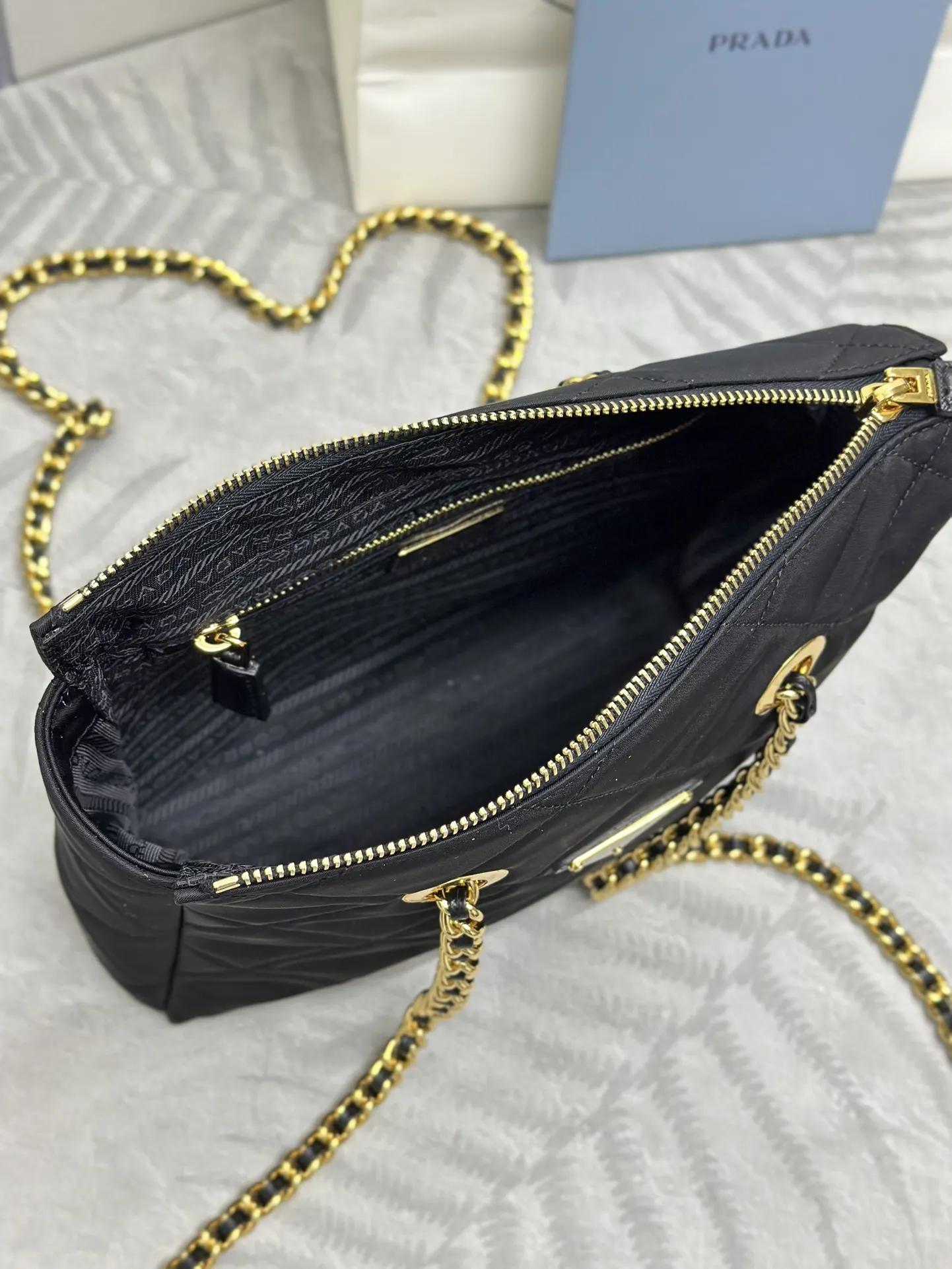 Prada Quilted Nylon Chain Shoulder Bag D74016269 — view 8