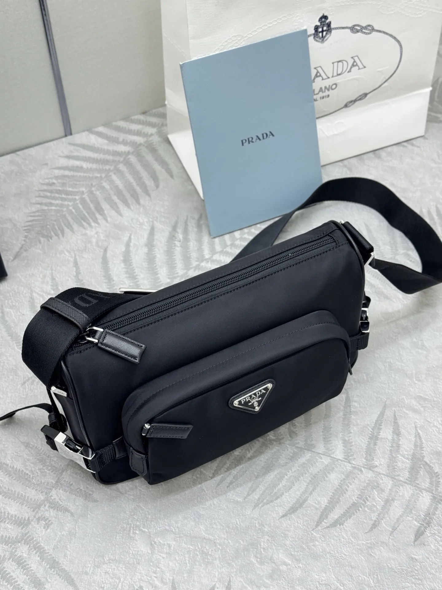 Re-Nylon and Saffiano Leather Crossbody Bag D66016527 — view 2