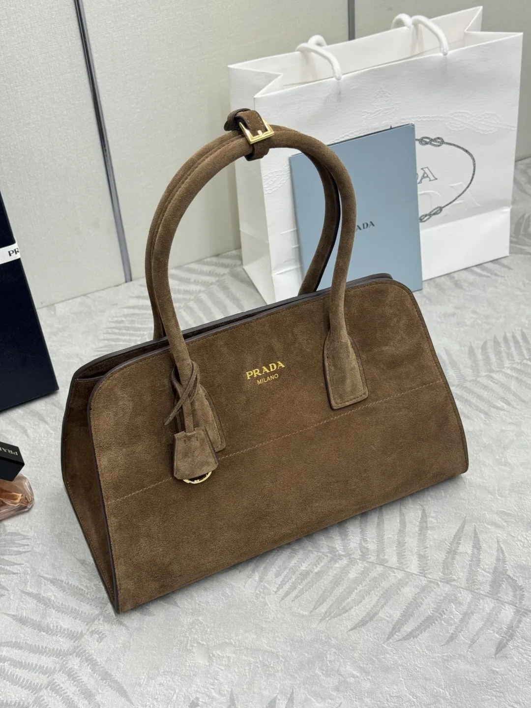 Suede Top-Handle Tote Bag D95016273 — view 3
