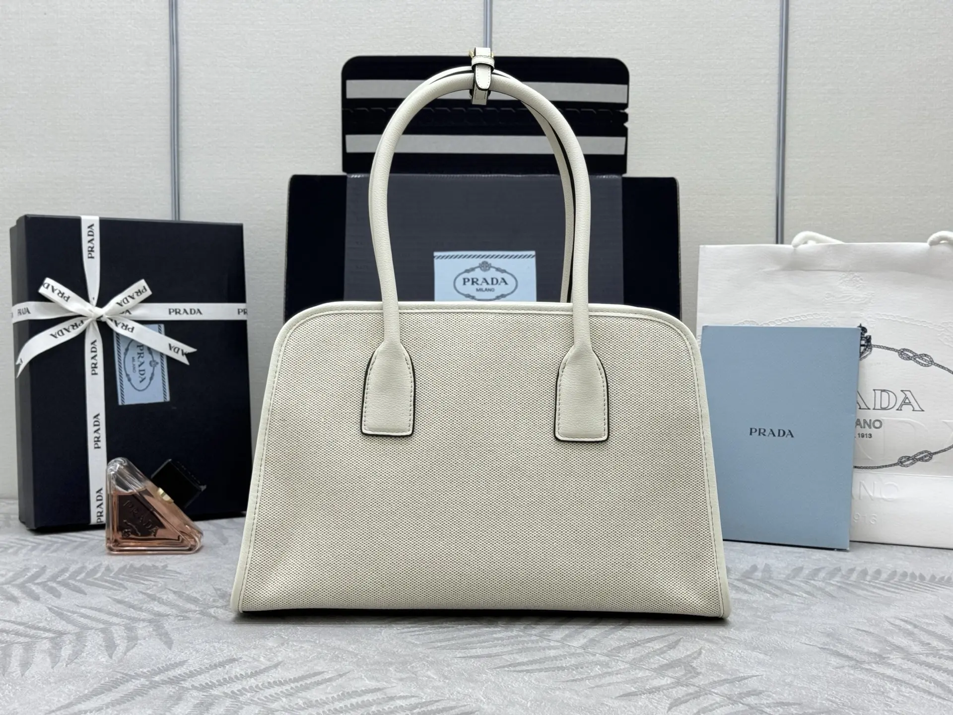 Prada 1BG572 Linen Blend Tote Bag D90016274 — view 2