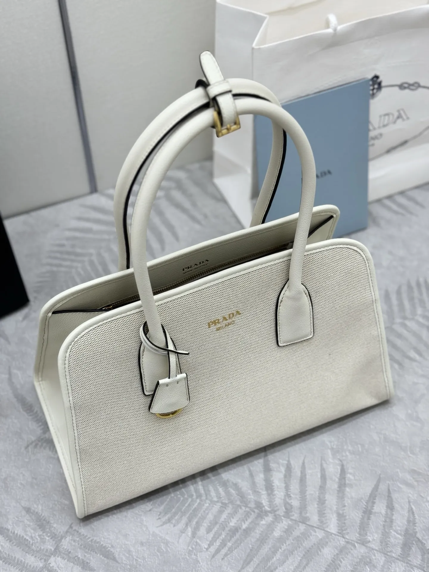 Prada 1BG572 Linen Blend Tote Bag D90016274 — view 3