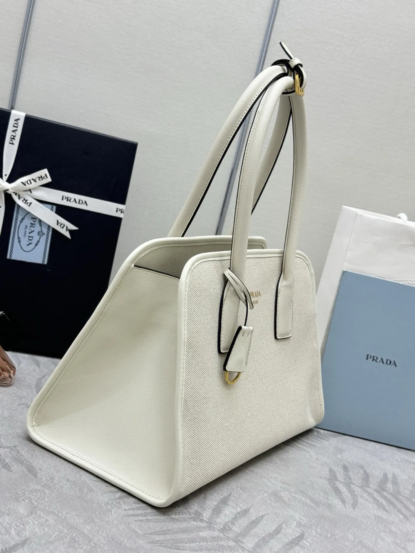 Prada 1BG572 Linen Blend Tote Bag D90016274 — view 4