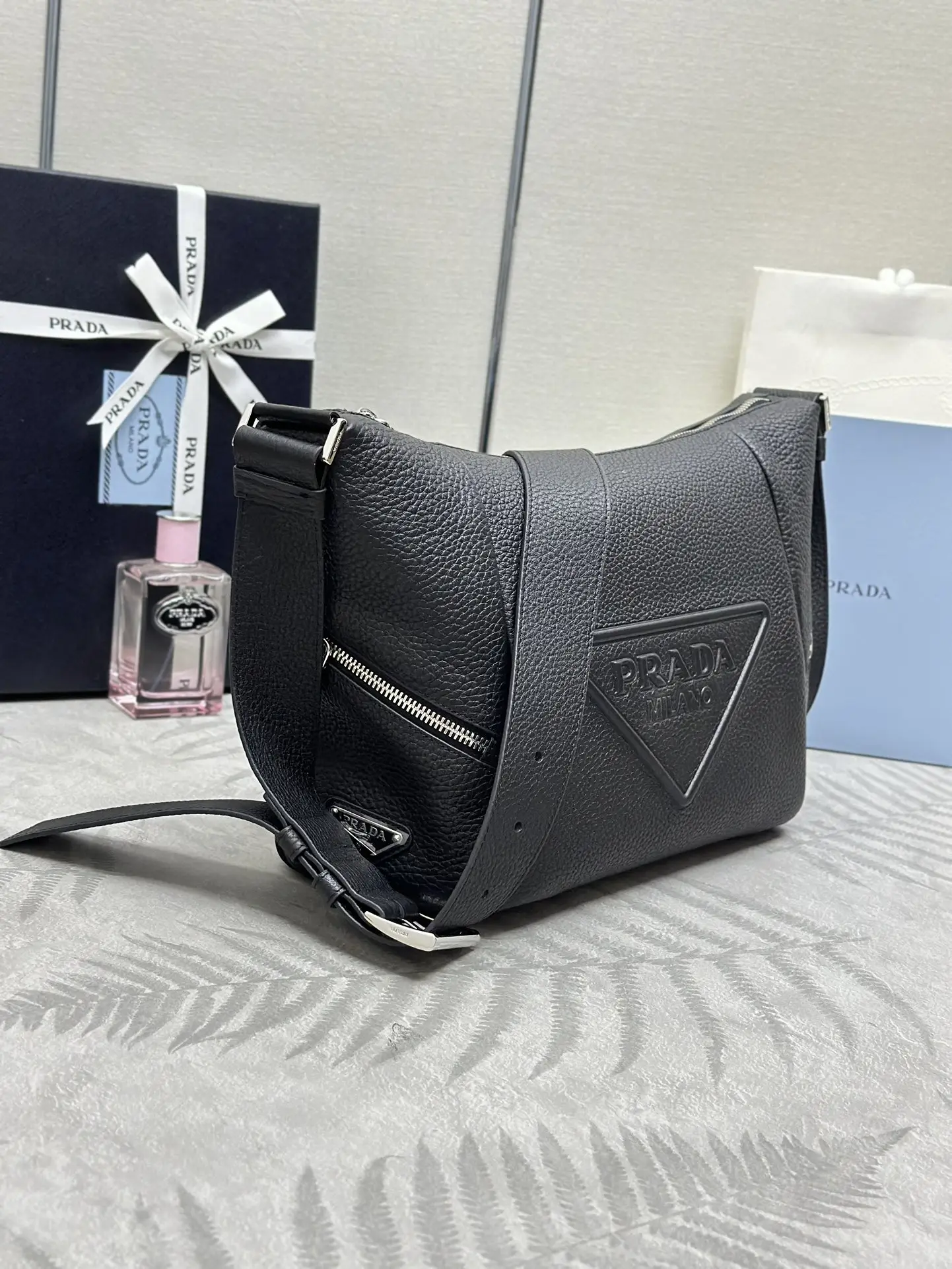 Prada Triangle Logo Leather Shoulder Bag D99016276 — view 2