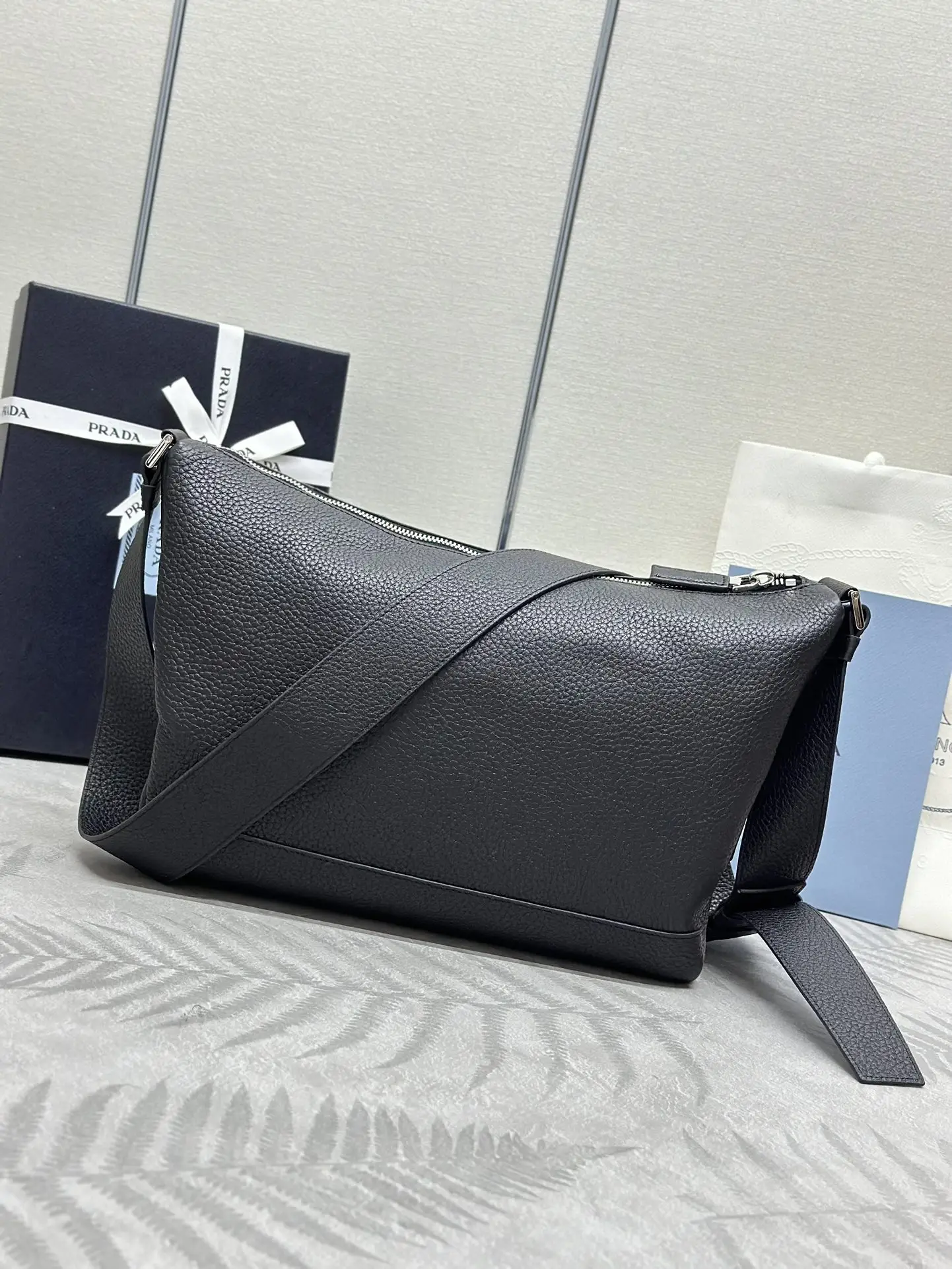 Prada Triangle Logo Leather Shoulder Bag D99016276 — view 3