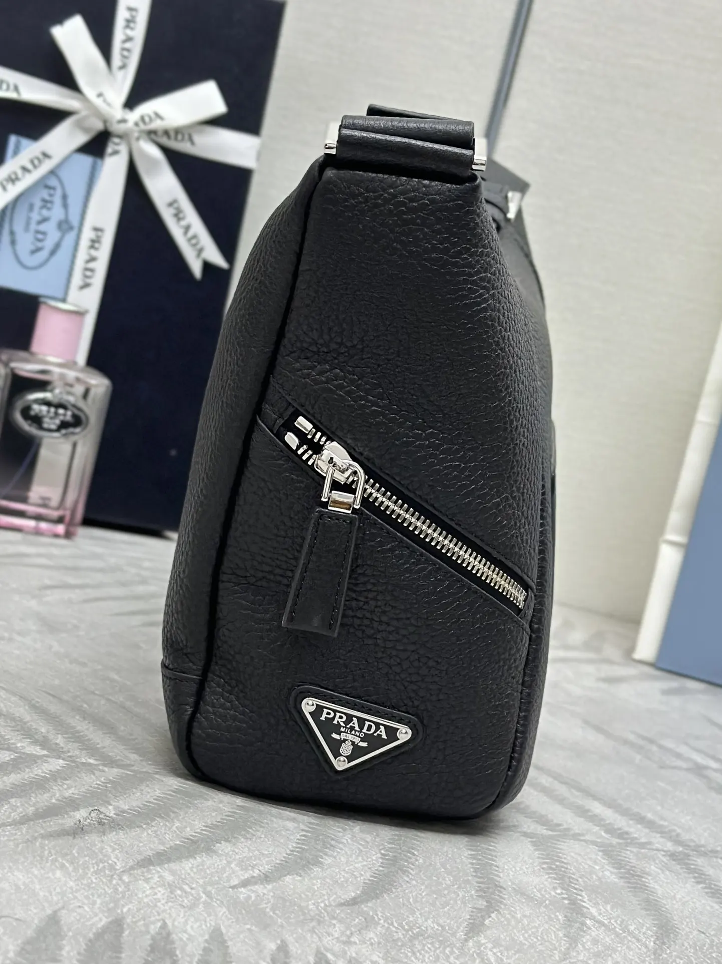 Prada Triangle Logo Leather Shoulder Bag D99016276 — view 4
