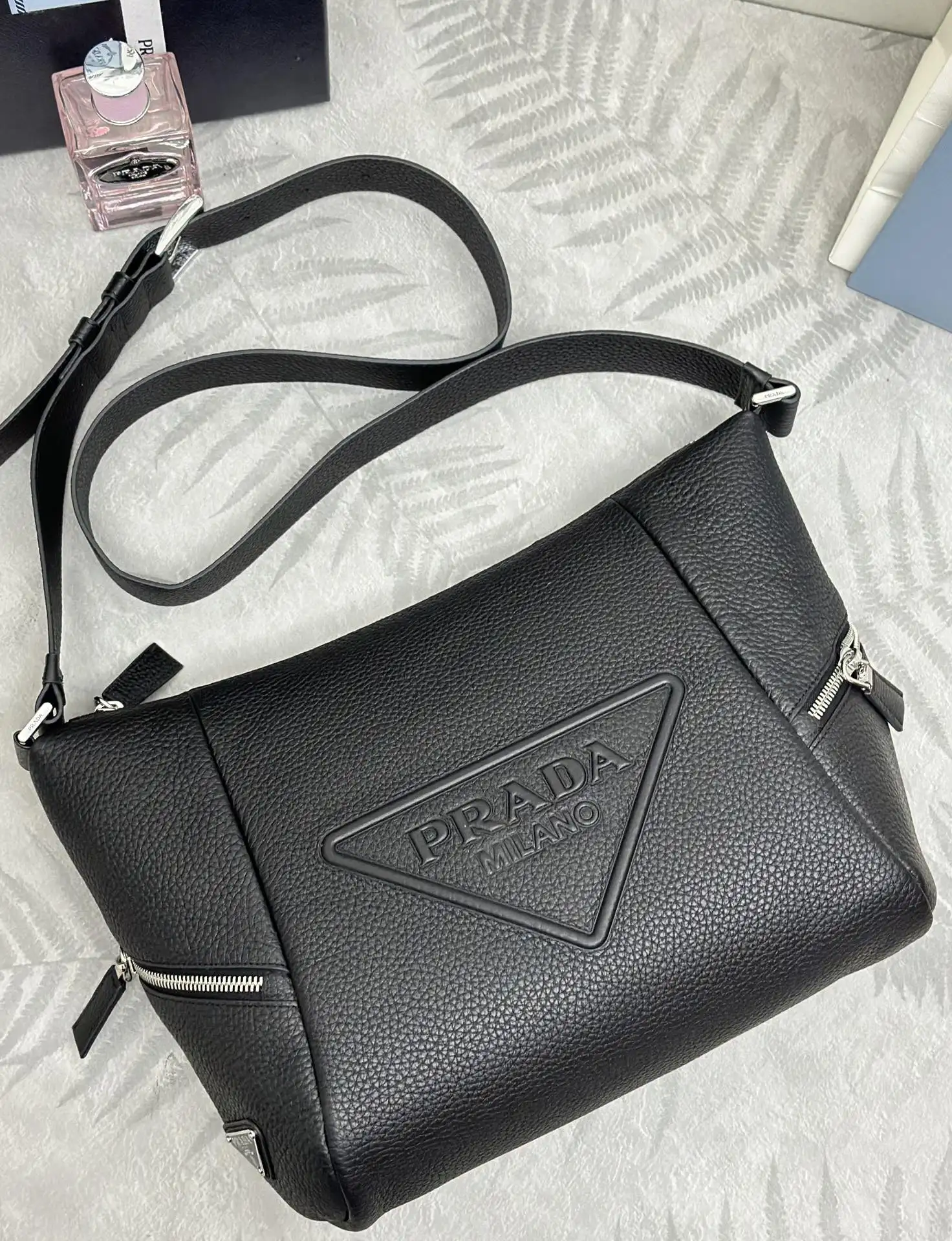 Prada Triangle Logo Leather Shoulder Bag D99016276 — view 6