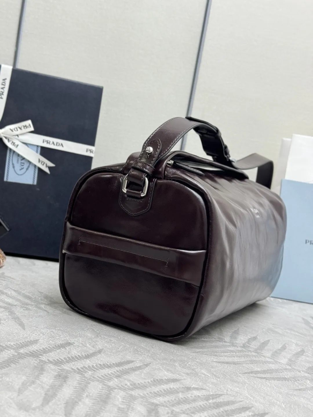 Prada Boston Waxed Leather Shoulder Bag D105016282 — view 4