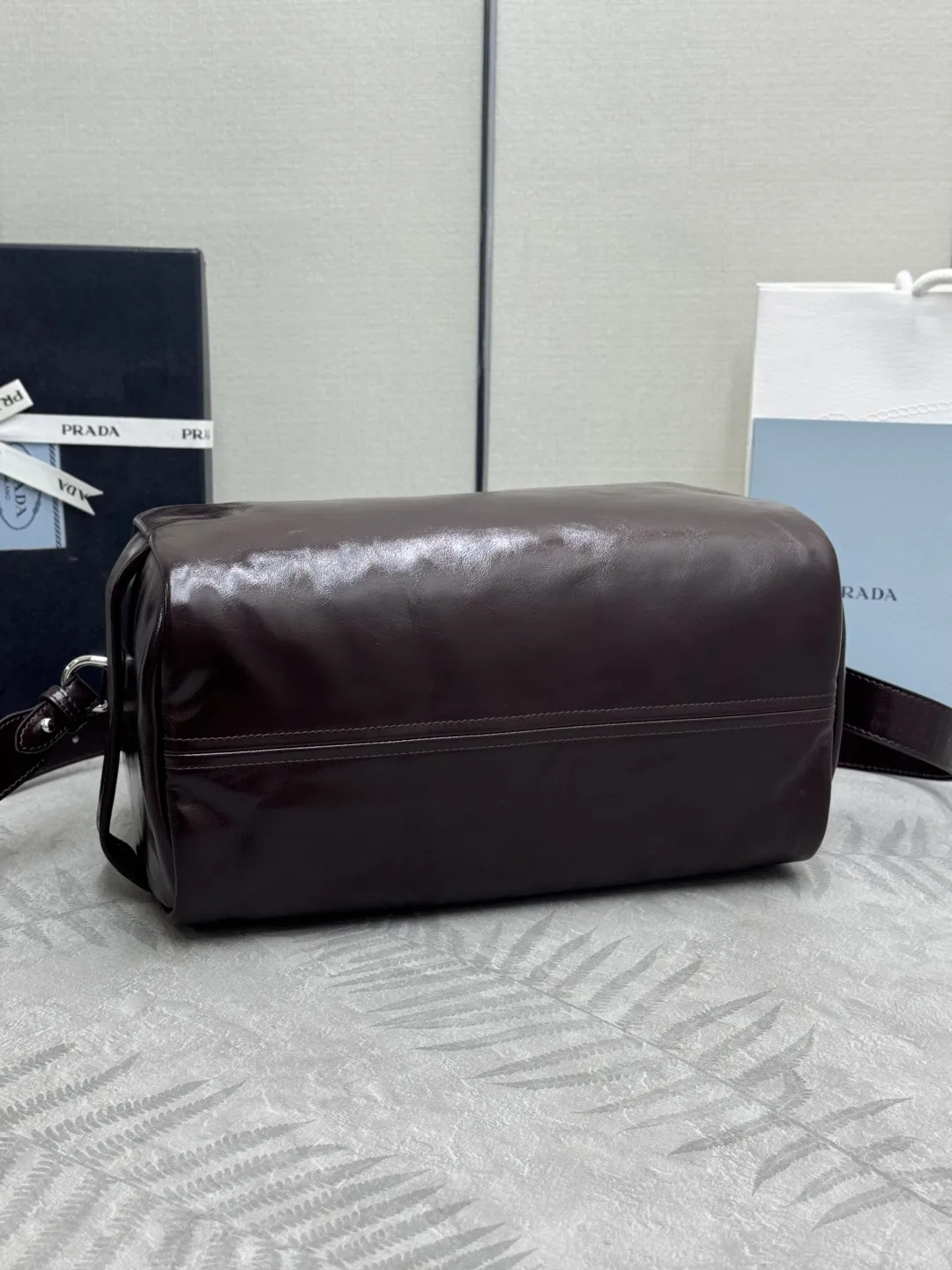 Prada Boston Waxed Leather Shoulder Bag D105016282 — view 6