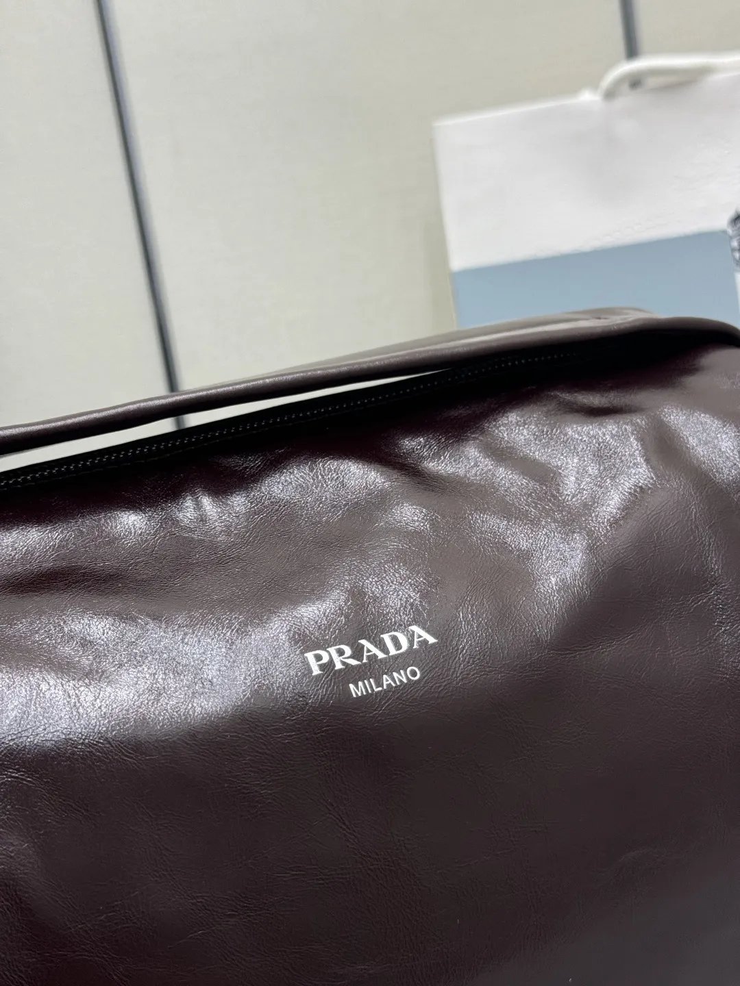 Prada Boston Waxed Leather Shoulder Bag D105016282 — view 7