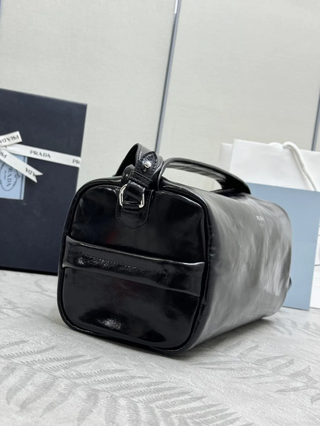 Prada Boston Waxed Leather Shoulder Bag D105016283 — view 6