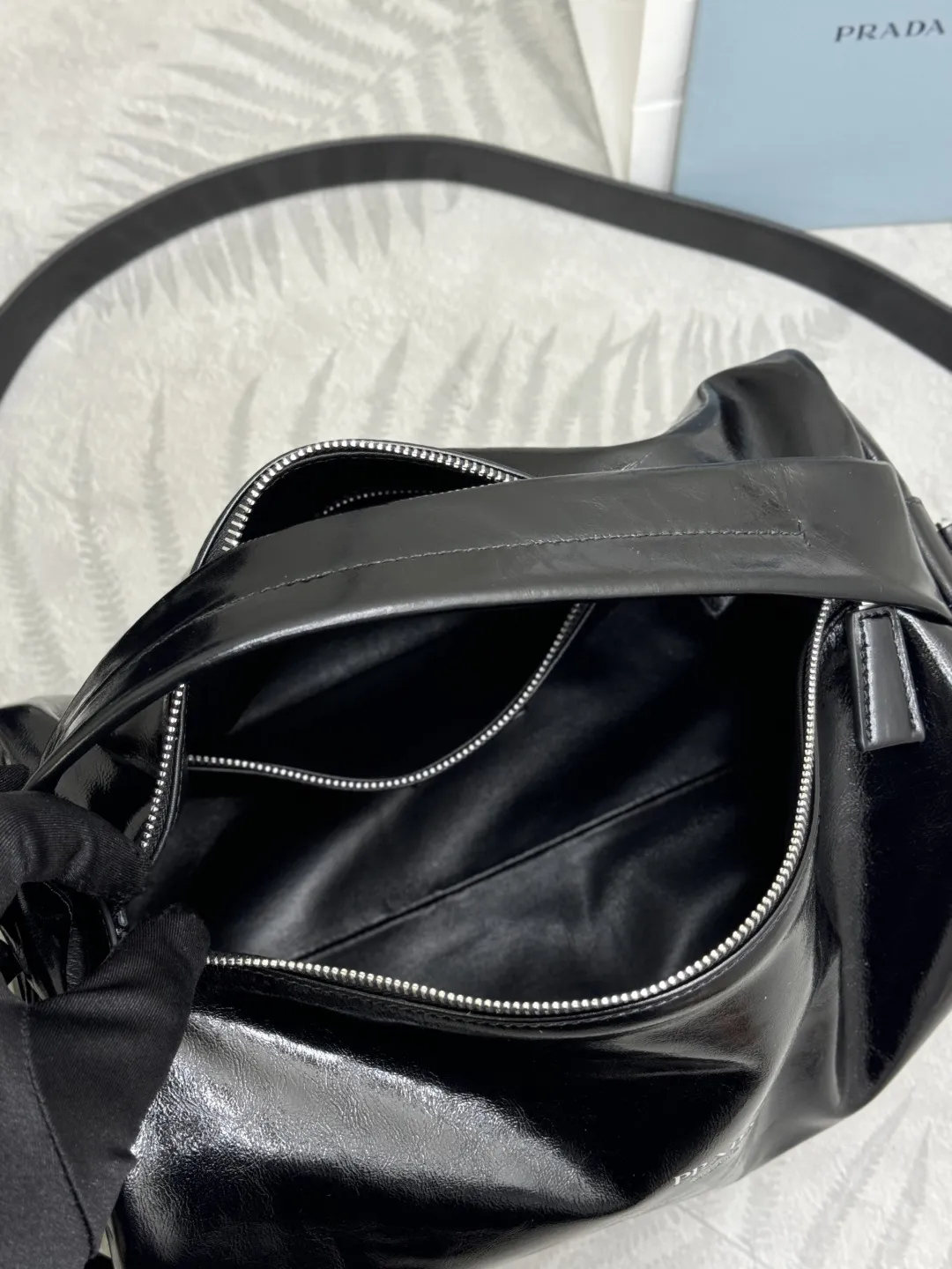 Prada Boston Waxed Leather Shoulder Bag D105016283 — view 9