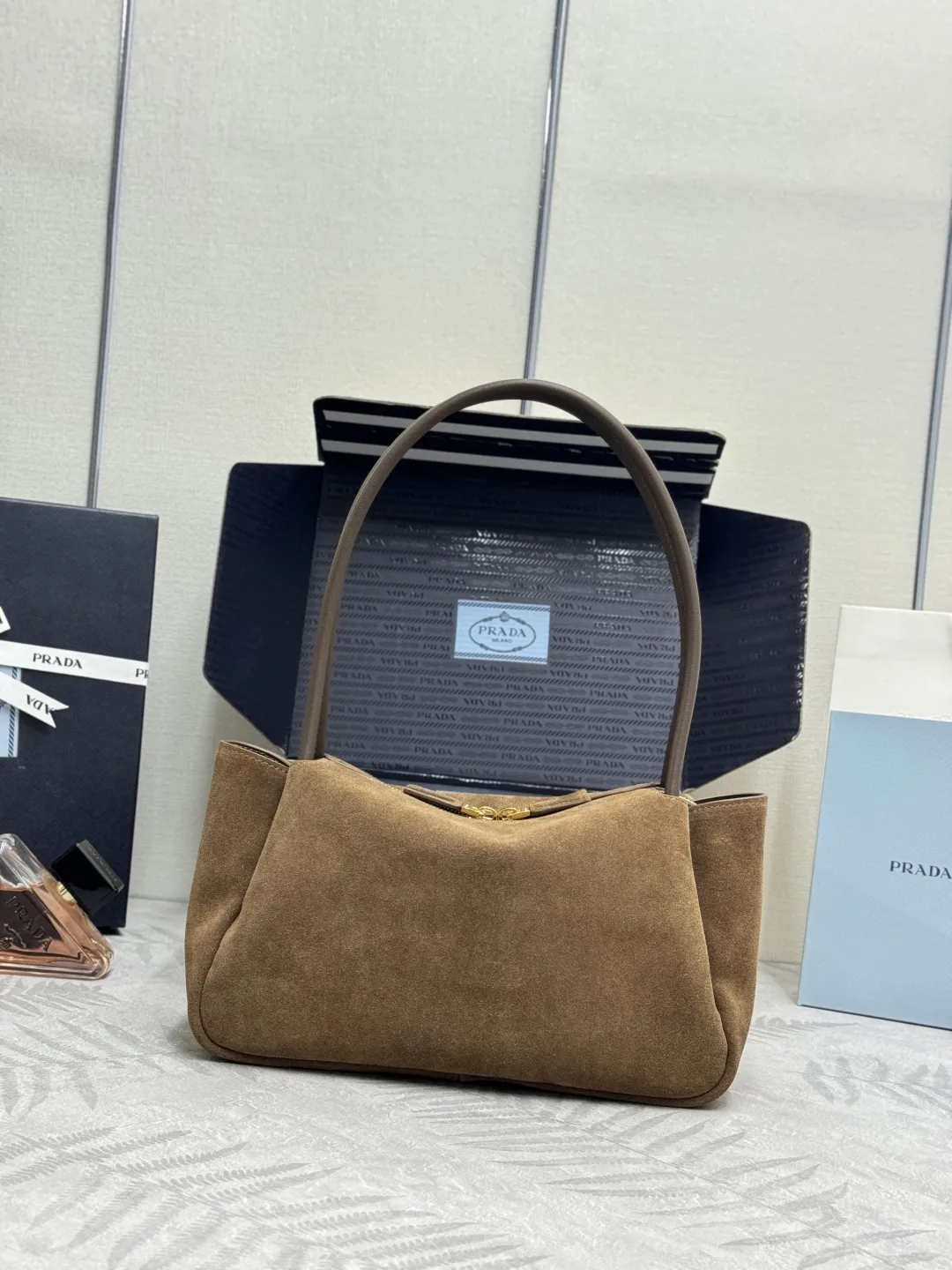 Prada Suede Shoulder Bag 1BA444 D88016287 — view 2